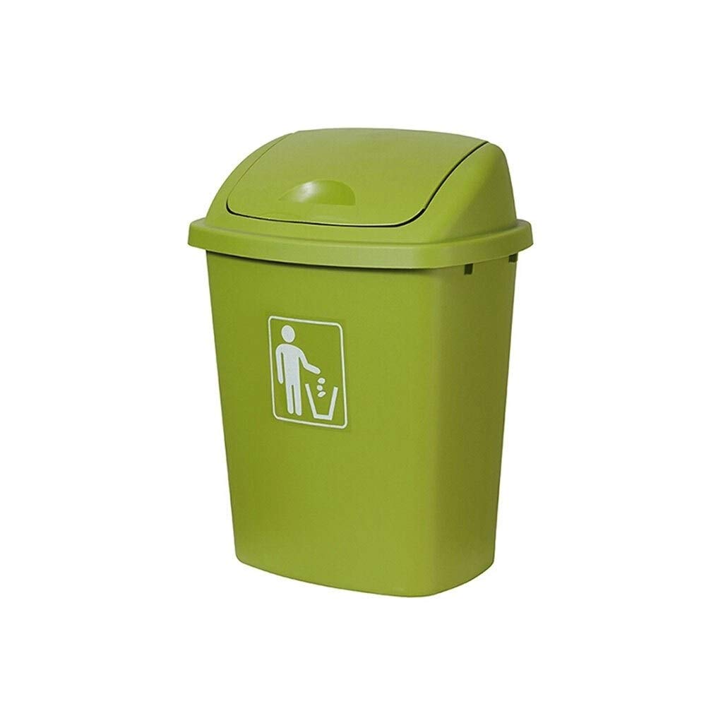 65L Large Capacity Trash Can with Lid - Green Garbage Bin for Kitchen, Bedroom, Classroom & Outdoor Use - Durable 40L Household Waste Basket for Home, Office & School