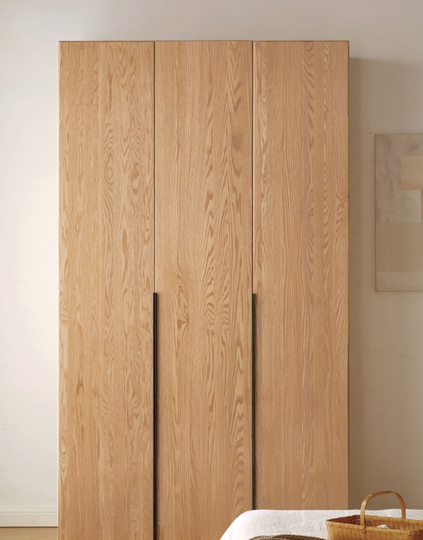 Solid Oak Wood Wardrobe - Modern High Closet for Bedroom & Living Room Storage | Durable & Stylish Furniture for Home Organization
