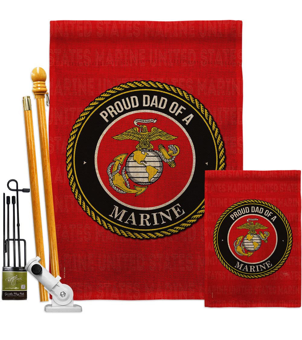 USMC Semper Fi Burlap Garden House Flags Kit - Double-Sided 28x40 Inch Military Yard Banner for Marines Veterans, Dad & Armed Forces - Perfect for Patriotic Home Decor, Veterans Day & Military Appreciation Gifts