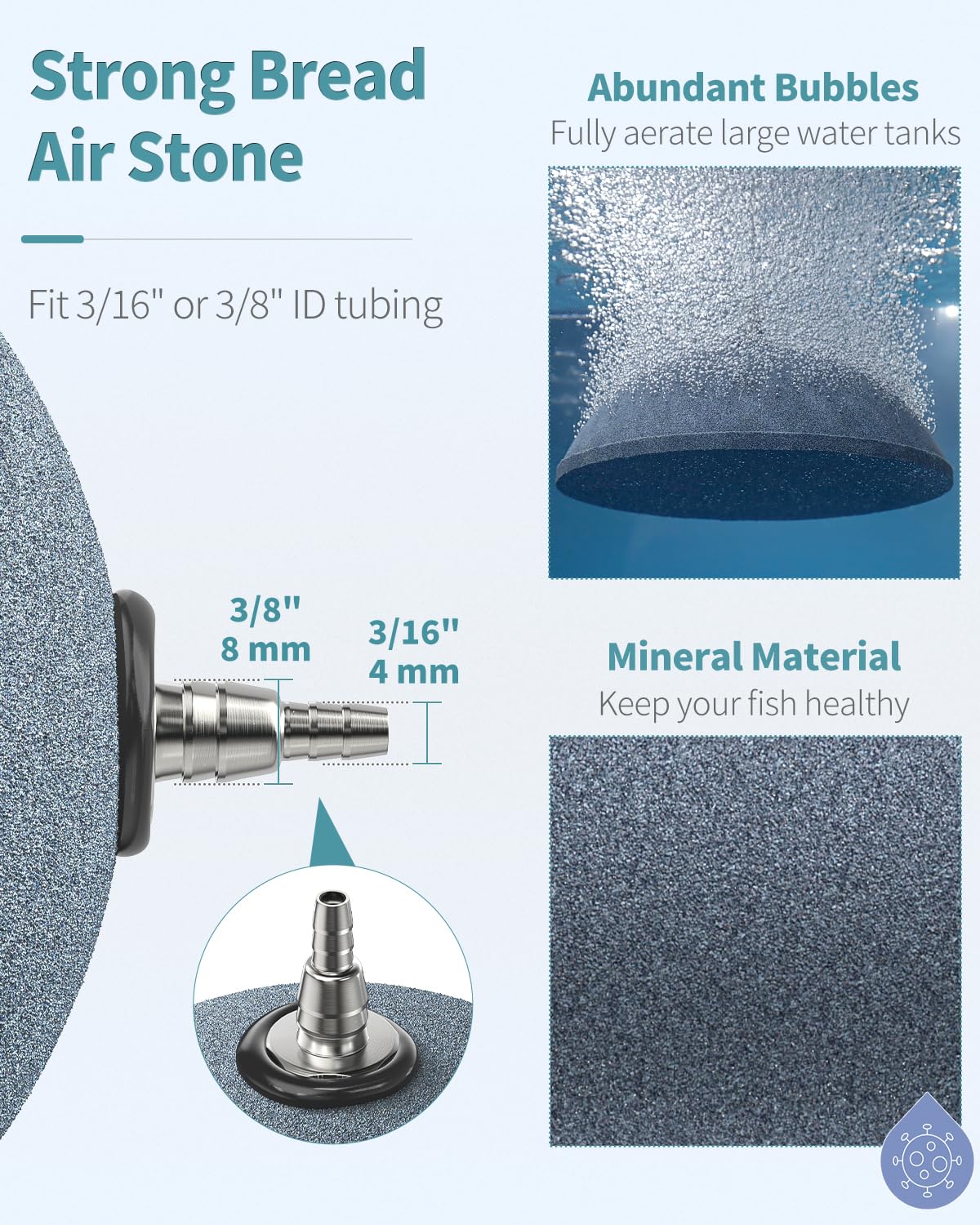 Pawfly 6 Inch Aquarium Air Stone - Large Fish Tank Bubbler Oxygen Diffuser for Air Pumps, Outdoor Garden Ponds & DWC Hydroponic Systems | Perfect for Aeration in Home Aquariums, Koi Ponds & Hydroponic Grow Tanks