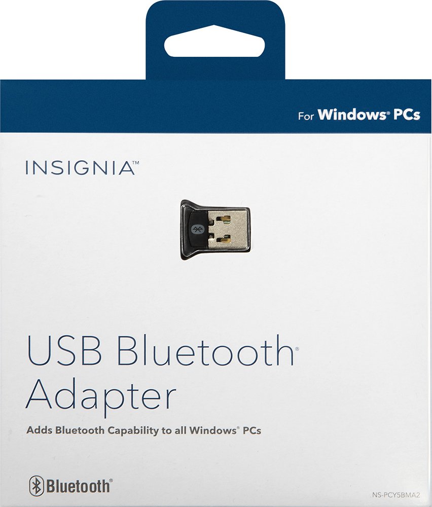 Insignia Bluetooth 4.0 USB Adapter for PC & Laptop - Wireless Audio Streaming & Hands-Free Calling - Compact Black USB Dongle for Home, Office & Car Use