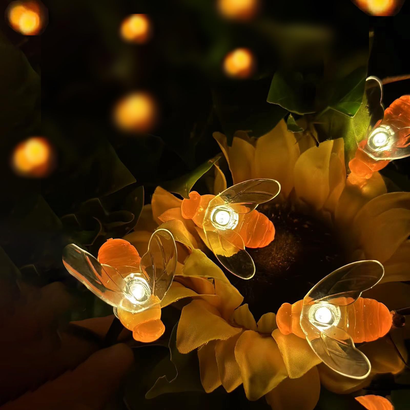 60 LED Solar Bee String Lights Outdoor Waterproof - 2 Pack 27.5ft Warm White Garden Decor, Solar Fairy Lights for Patio, Backyard, Wedding & Bee Themed Party Decoration - 2 Lighting Modes, Weatherproof Bees Design for Outdoor & Indoor Use