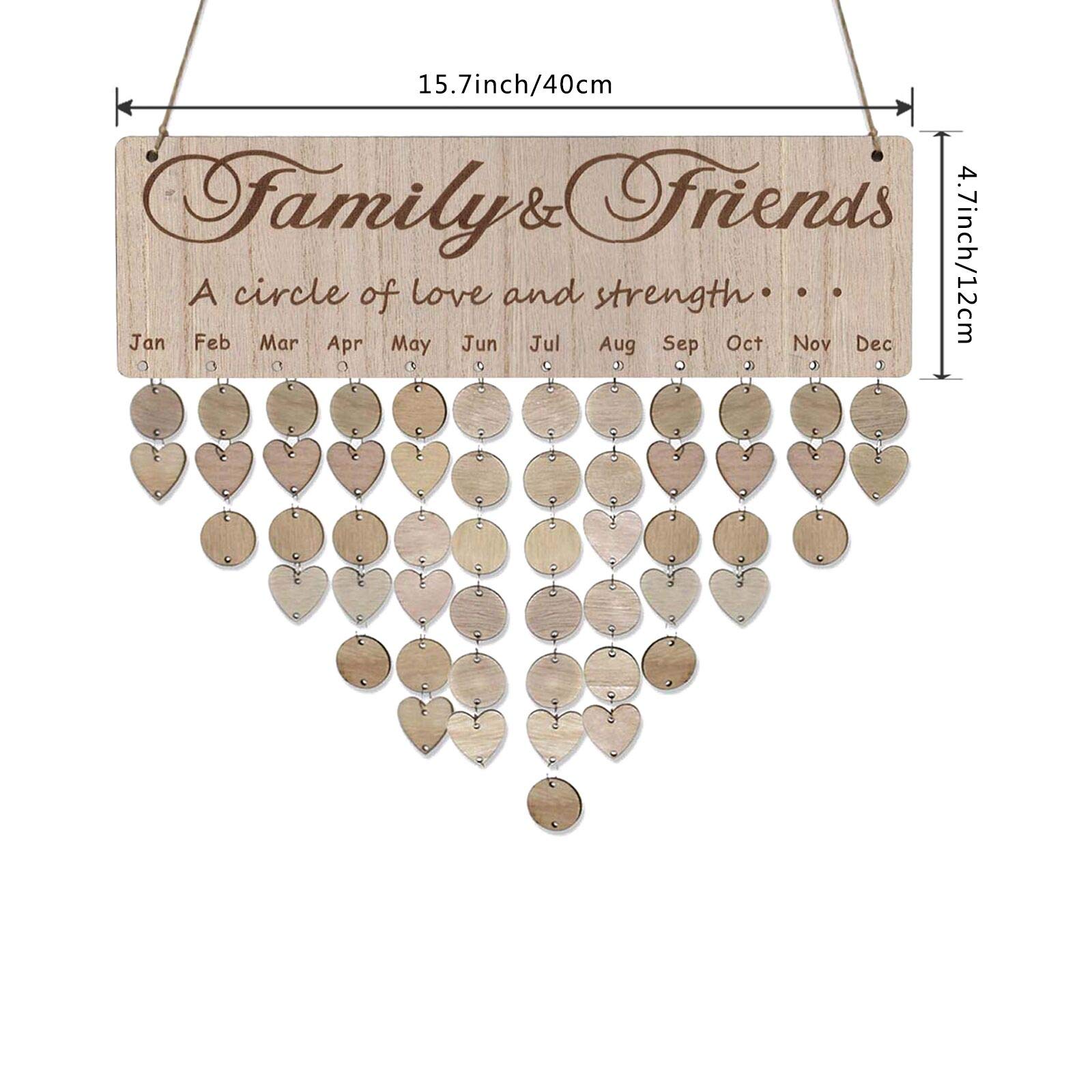 Family Birthday Reminder Board - Wooden Wall Hanging Calendar with DIY Unfinished Wood Slices - Perfect for Home Decor, Party Planning & Gift Giving