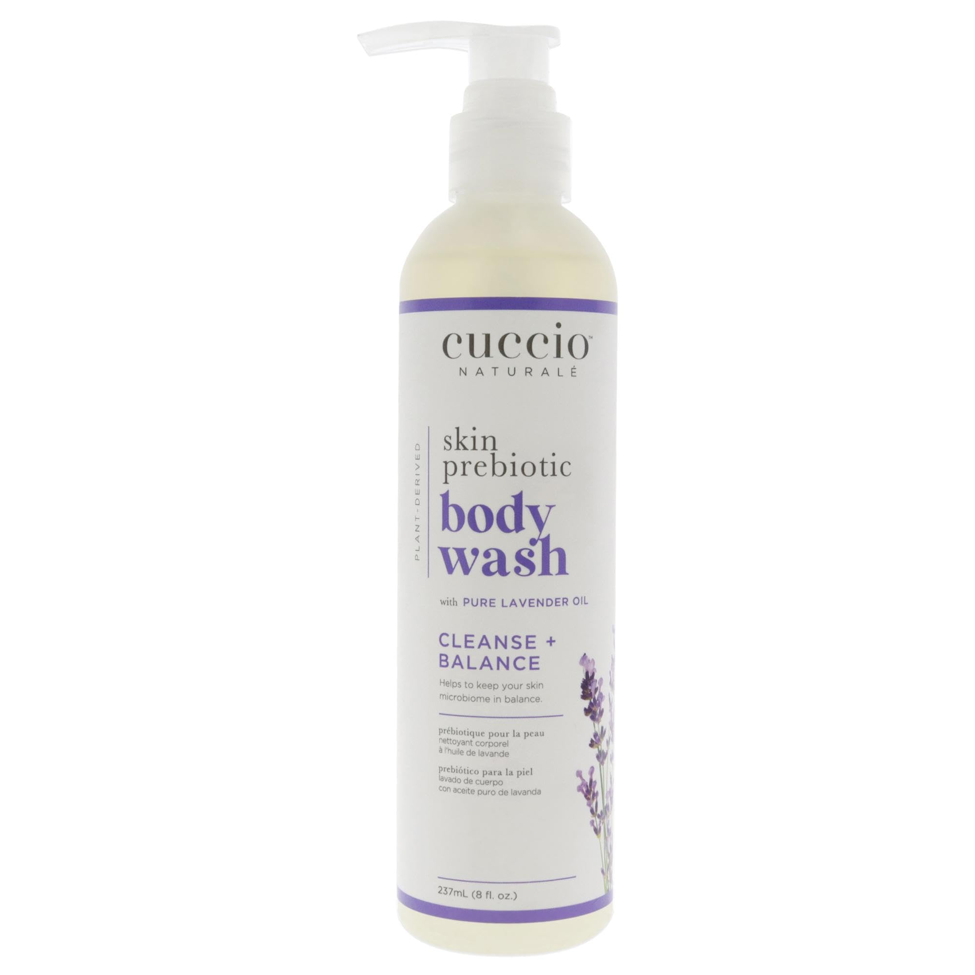 Cuccio Naturale Skin Prebiotic Body Wash - Lavender Scented Unisex 8 oz | Gentle Cleansing for Dry & Sensitive Skin | Perfect for Daily Shower & Spa Relaxation