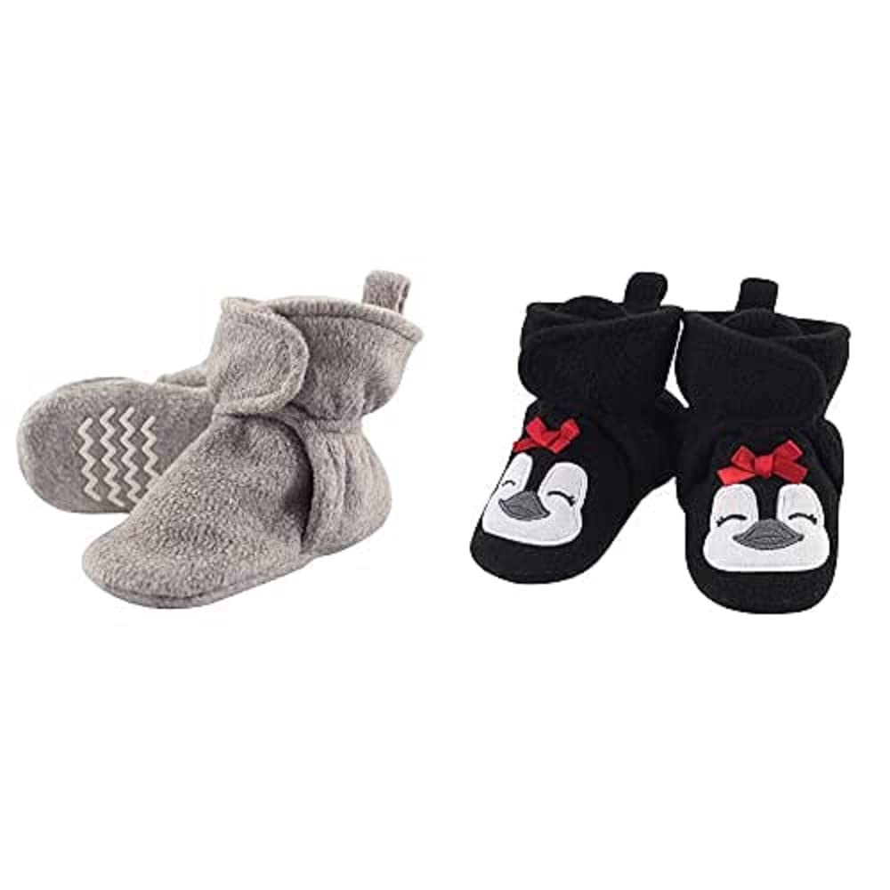 Hudson Baby Fleece Booties 2-Pack - Gray Penguin for 12-18 Months - Cozy Winter Footwear