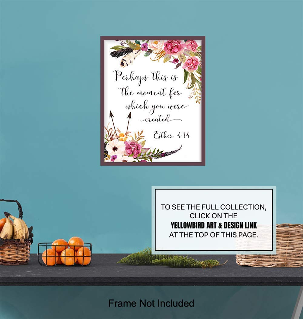 Inspirational Christian Bible Verse Wall Art - Scripture Poster with Positive Quotes - Religious Home Decor & Gift for Women - Perfect for Bedroom, Living Room & Church