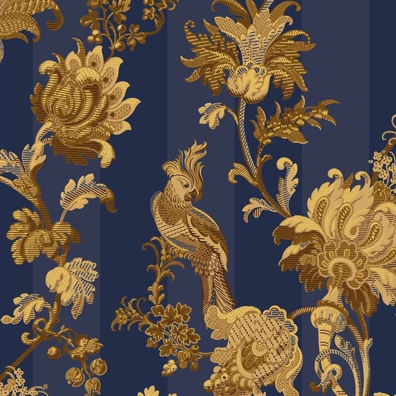 Cole & Son Zerzura Wallpaper - Royal Blue & Gold Luxury Design for Living Room, Bedroom & Dining Room Decor