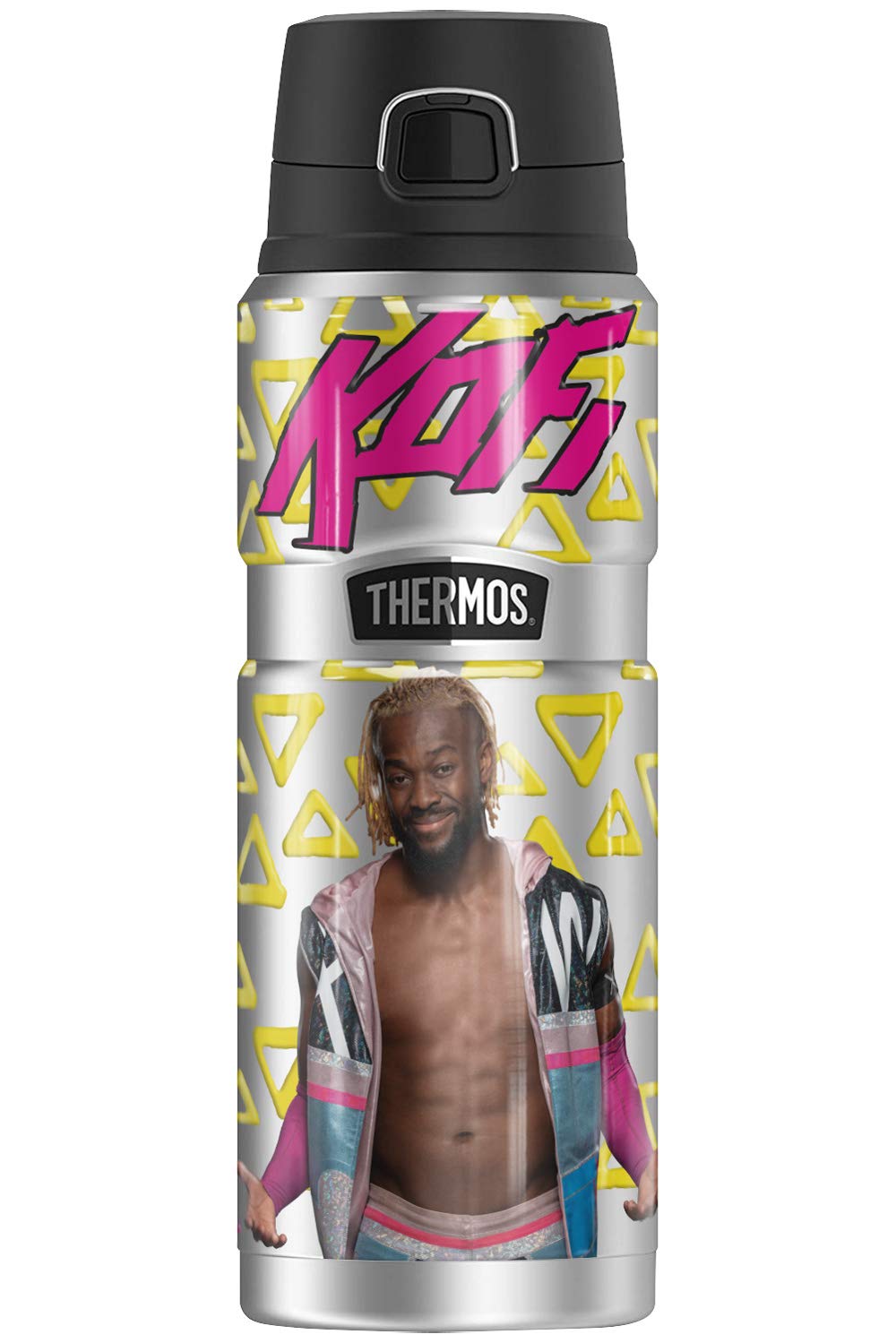 WWE Kofi Kingston THERMOS STAINLESS KING 24oz Stainless Steel Water Bottle - Vacuum Insulated Double Wall Tumbler for Gym, Sports & Outdoor Activities