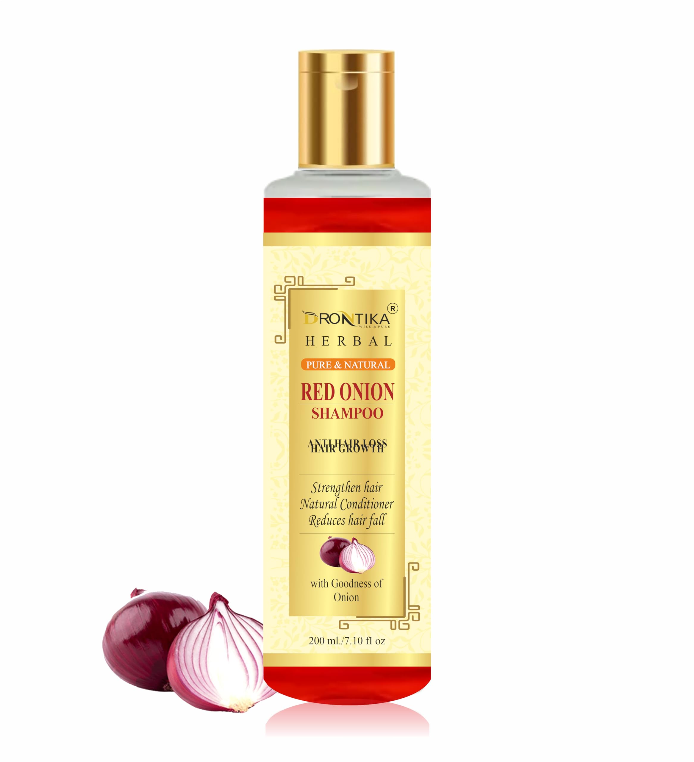 Drontika Natural Herbal Red Onion Oil & Shampoo Combo for Hair Growth - 2 in 1 Set for Thicker, Stronger Hair - Perfect for Damaged Hair Treatment & Scalp Care at Home