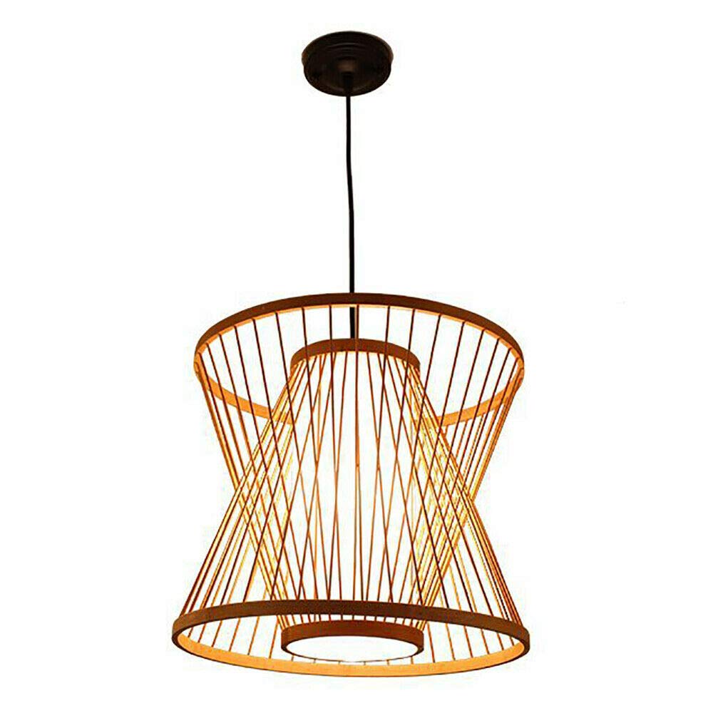 Vintage Bamboo Rattan Wicker Chandelier - Natural Handwoven Pendant Light for Dining Room, Farmhouse, Living Room & Corridor Decor | Boho Ceiling Lighting Fixture for Rustic, Coastal & Tropical Home Interiors