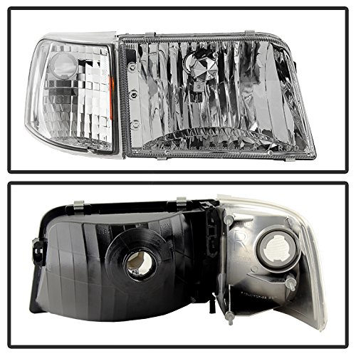 Xtune Crystal Clear Headlights & Corner Lights for 1993-1997 Ford Ranger - 4 Piece Set | Improved Visibility & Style Upgrade for Off-Roading & Night Driving