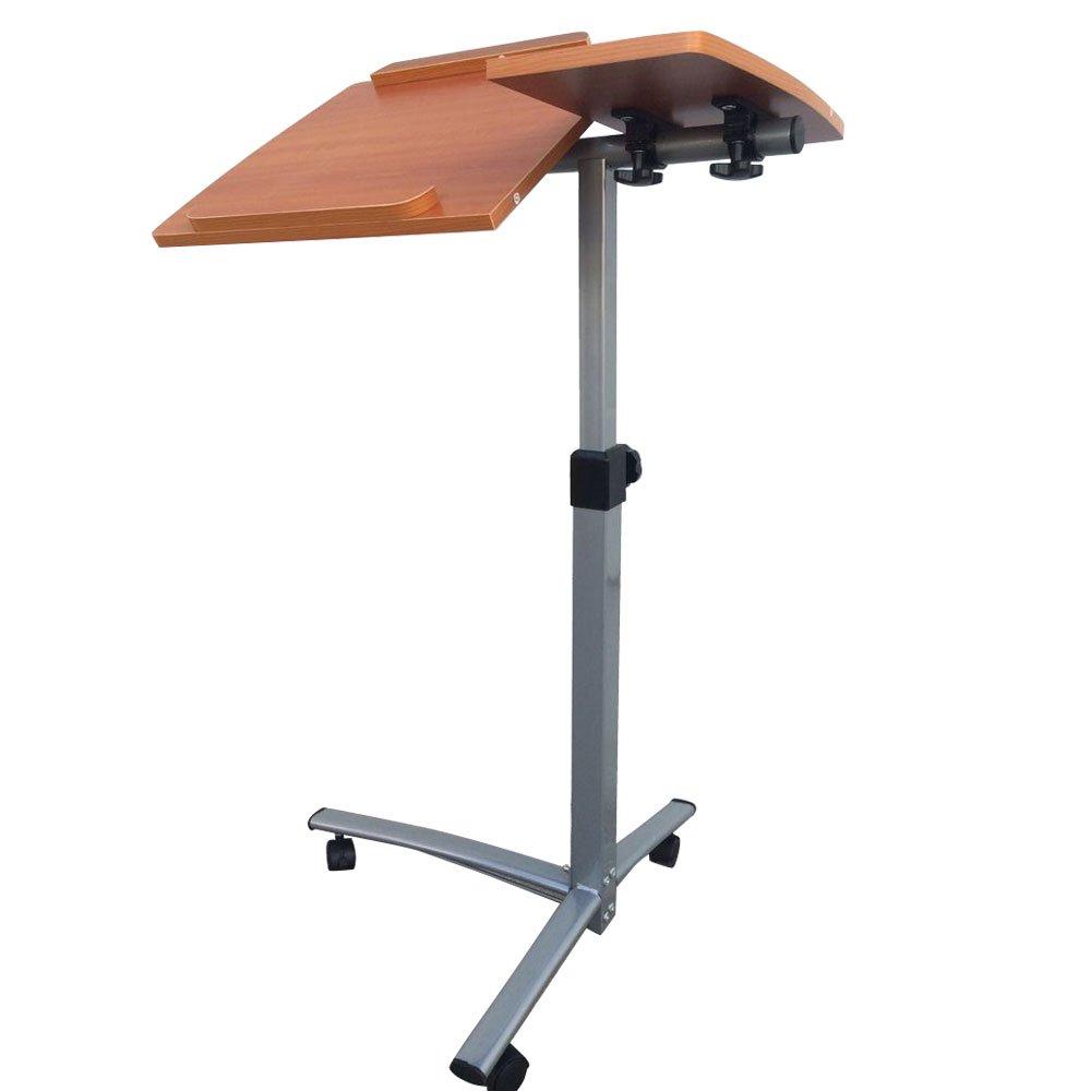Adjustable Height & Angle Rolling Laptop Desk - Mobile Workstation Cart with Over-Bed Table for Home Office, Bedroom, and Living Room Use