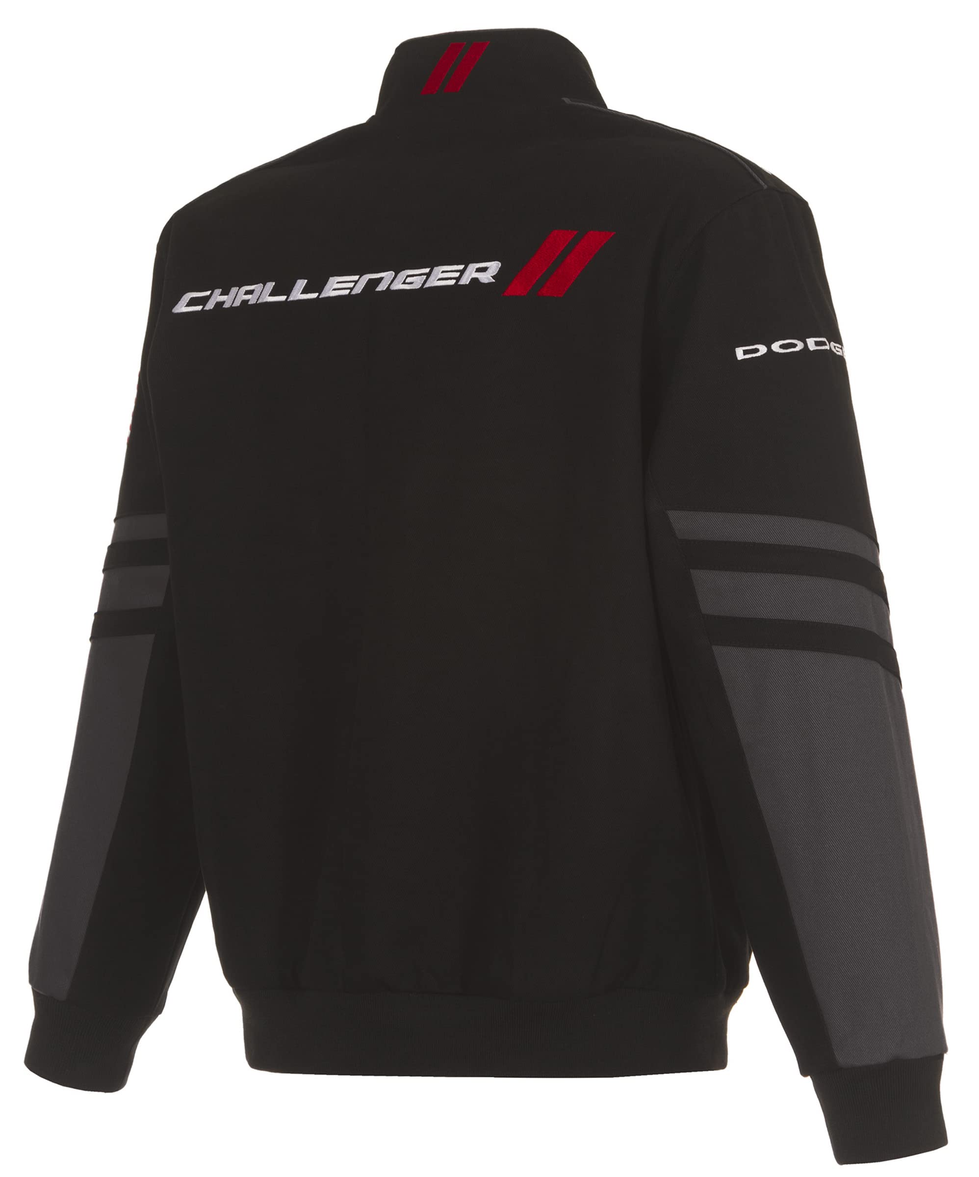 JH DESIGN GROUP Men's Dodge Challenger Embroidered Classic Twill Jacket - Stylish Motorcycle & Casual Outerwear for Car Enthusiasts