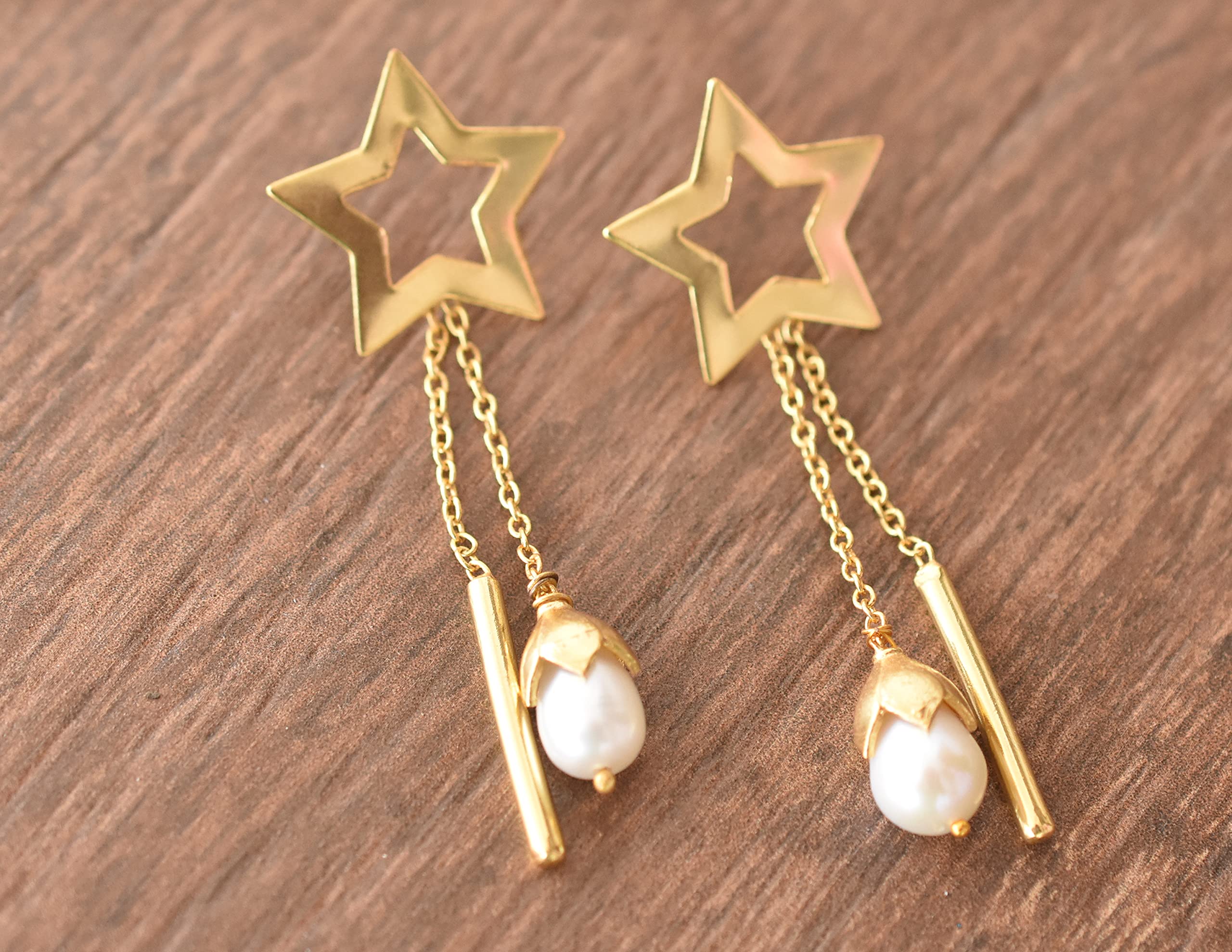18K Yellow Gold Plated Handmade Earrings for Women - Fashion Jewelry Gift for Her - Designer Gold Filled Earrings VE-404 - Perfect for Weddings, Parties & Special Occasions
