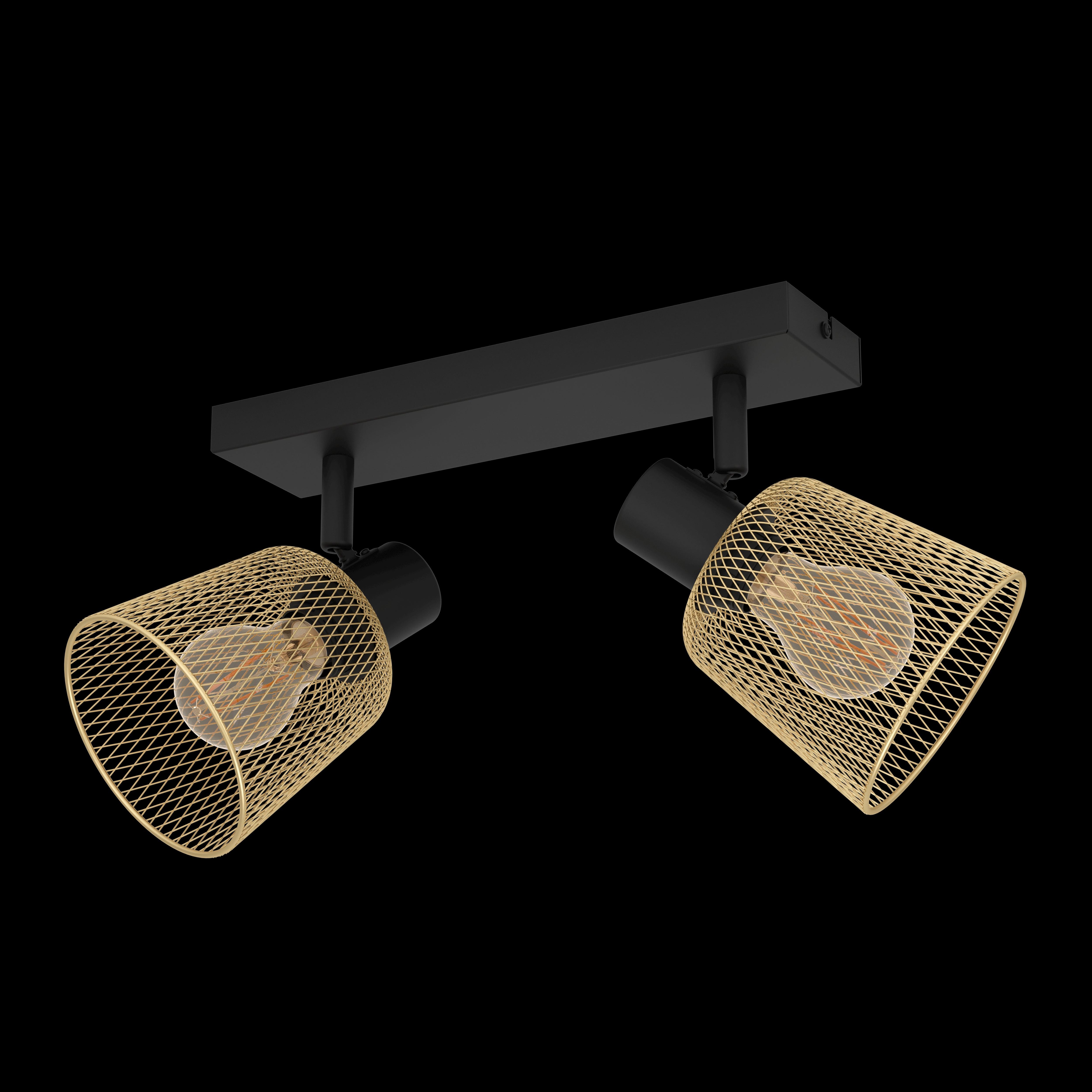 Eglo Coslada 2-Light Brass and Black Wall Spotlight - Perfect for Living Room, Bedroom, and Hallway Lighting