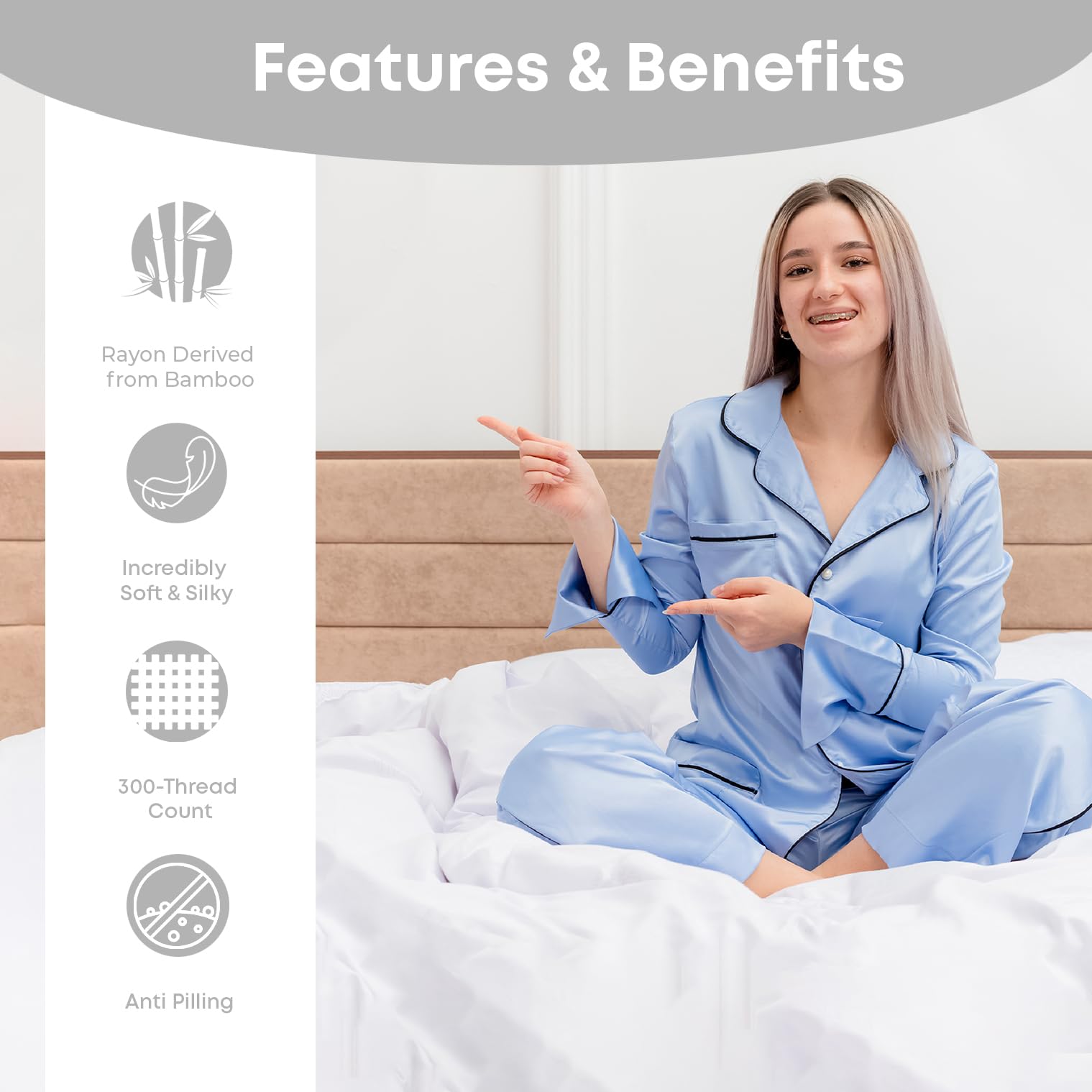 Premium Bamboo Rayon Twin Flat Sheet - Ultra Soft, Breathable & Cooling Bed Sheet for Hot Sleepers - Silver (Twin Size) - Perfect for Summer Nights & Guest Bedrooms