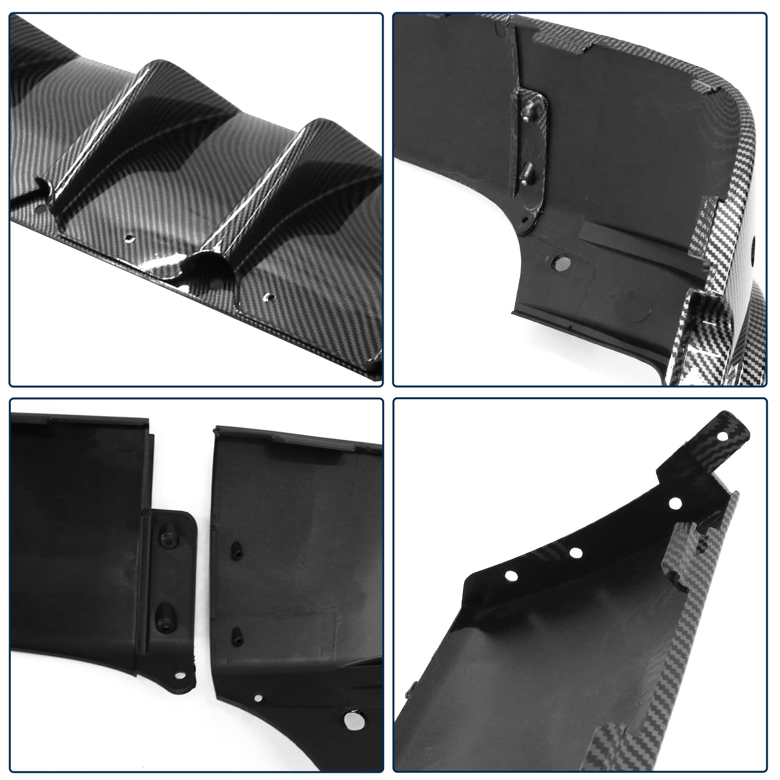 FREEMOTOR802 Rear Diffuser for 2015-2023 Dodge Challenger | IKON V3 Style Carbon Fiber PP Bumper Lip Valance | 4-Piece Shark Fin Splitter Set | Upgrade Your Car's Aerodynamics & Style for Racing or Street Performance