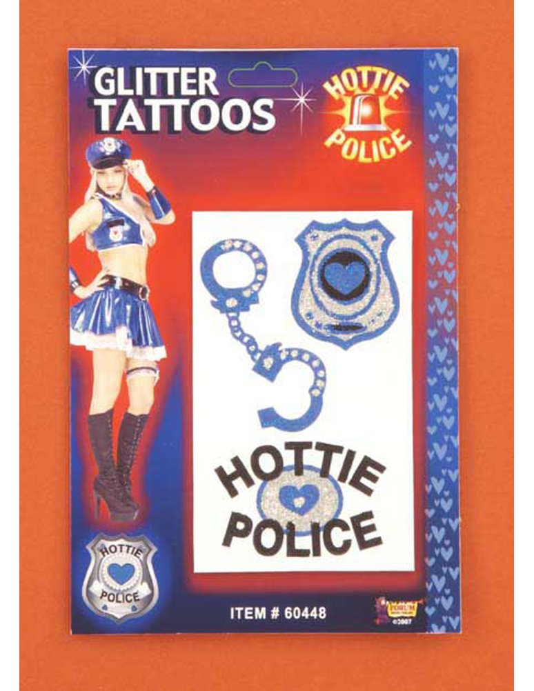 Hot Pink Police Glitter Tattoos - Temporary Body Art for Kids & Adults - Perfect for Costume Parties, Halloween & Cosplay