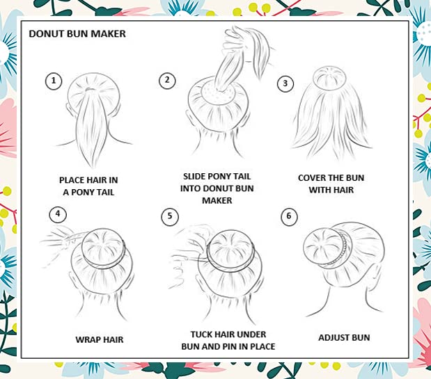 Styla Hair Small Bun Maker for Kids - 6pc Black 2 Inch Hair Donut for Ballet, Dance & Sock Buns | Easy DIY Hairstyles for School, Performances & Everyday Wear