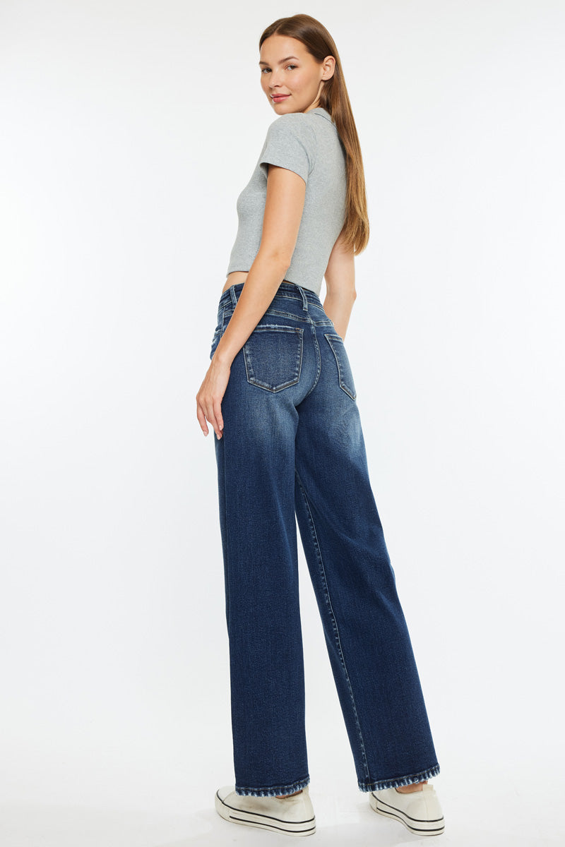 Dania Essentials High Rise Wide Leg Jeans for Women - Comfortable Stretch Denim Pants with Flared Fit | Perfect for Casual Outfits, Office Wear & Weekend Looks