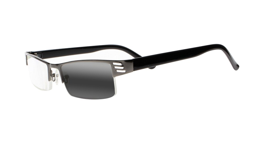 Men's Photochromic Reading Glasses - Gun Frame Transition for Outdoor Reading