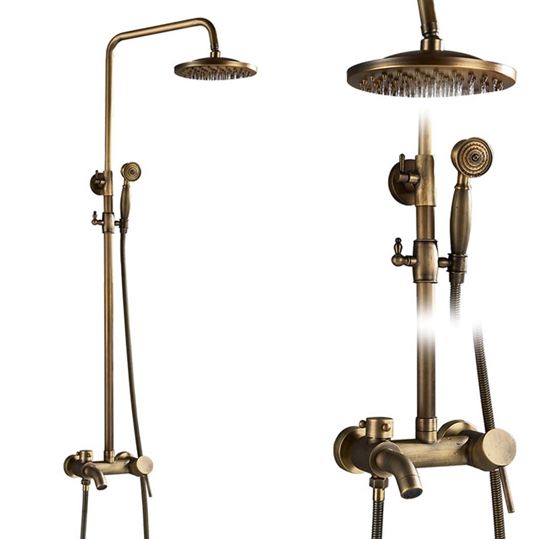 Gbyao Brass Shower Faucet Set - Wall Mounted Hard Handle Bathroom Fixture with Showerhead & Shelf (Size A04) - Perfect for Modern Bathroom & Spa Renovations