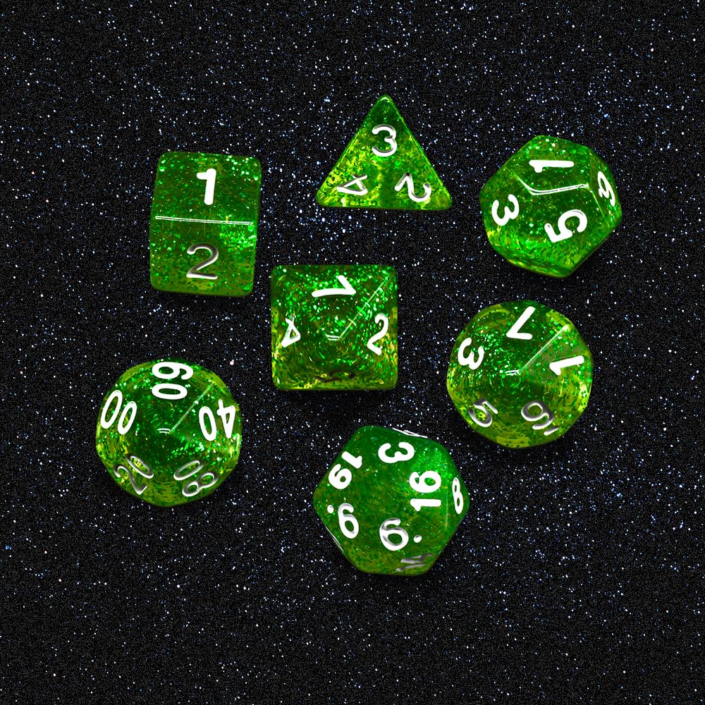 Premium 10-Sided RPG Dice Set for Dungeons & Dragons, D&D, Pathfinder & Tabletop Games - Includes D20 in Vibrant Green - Perfect for Fantasy Roleplaying, Campaigns & Game Nights