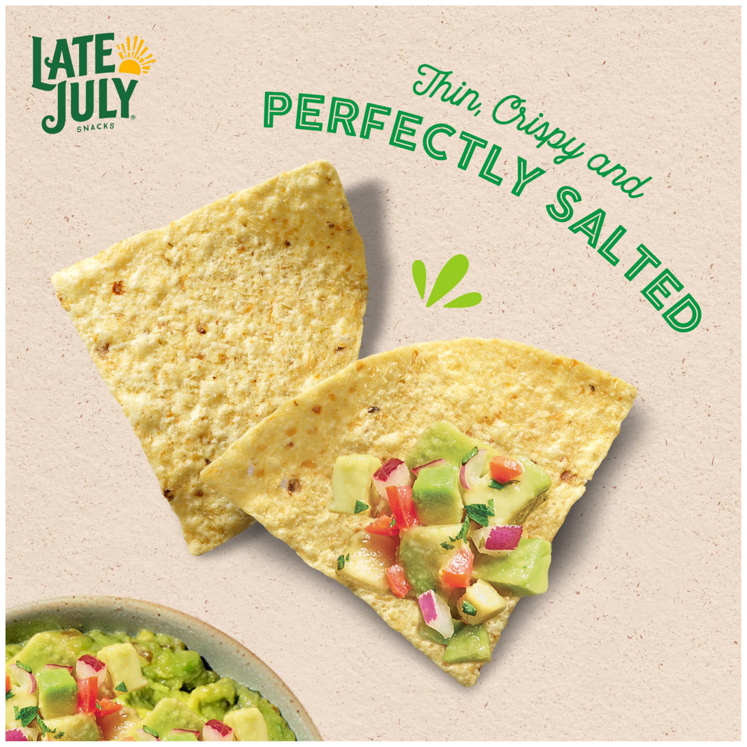 Organic Thin & Crispy Tortilla Chips - Sea Salt & Lime Flavor | Late July Snacks | 14.75 oz Party Size Bag | Perfect for Parties, Movie Nights & Healthy Snacking