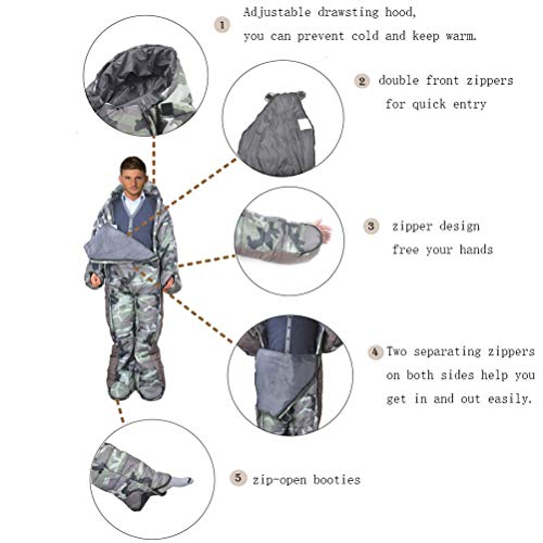 Warm Waterproof Windproof Adult Sleeping Bag Jacket with Feet & Sleeves - Wearable Sleeping Suit for Camping, Hiking & Outdoor Adventures | Includes Compression Sack | Perfect for Cold Weather Camping, Backpacking & Winter Outdoor Activities