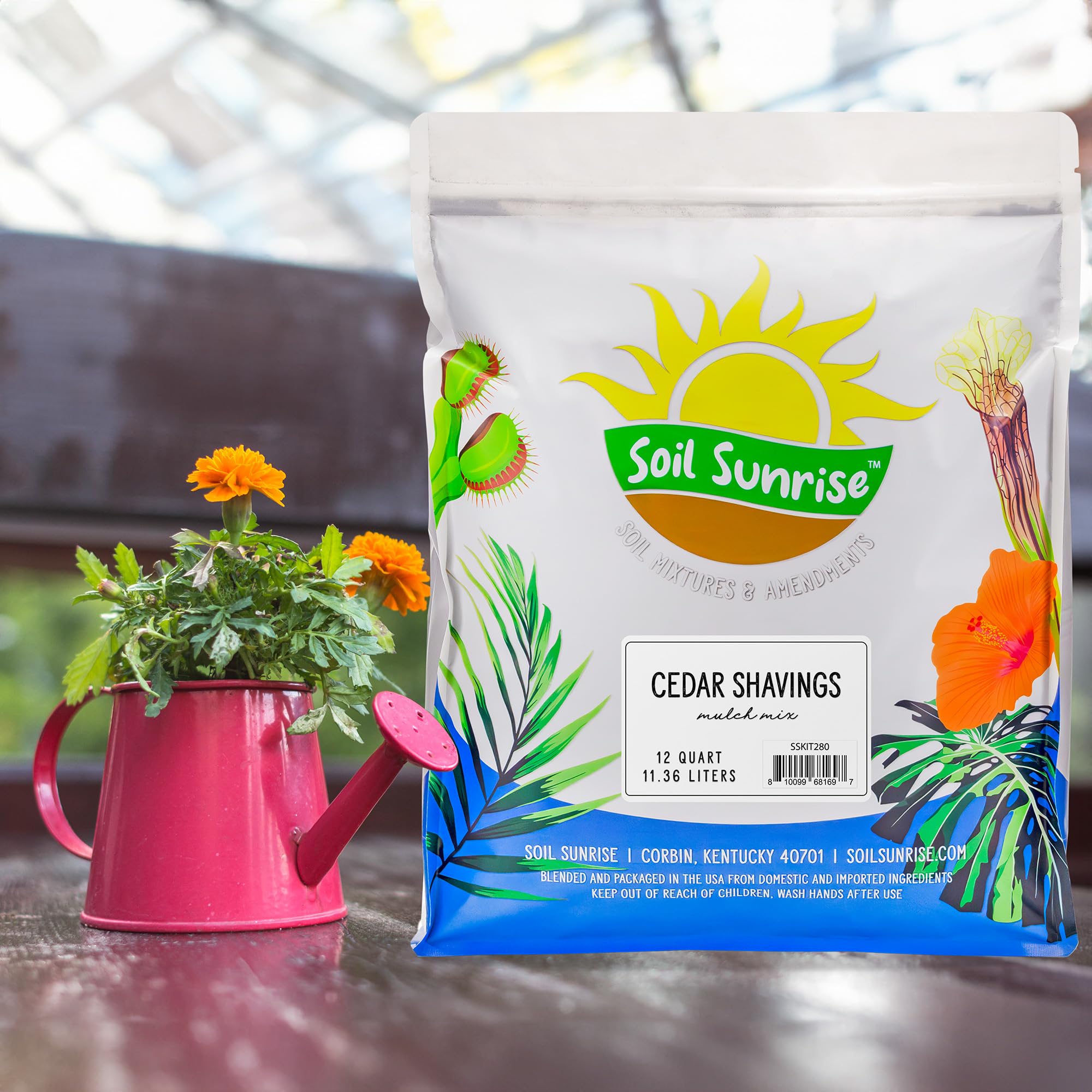 Natural Cedar Shavings Mulch - 12 Quarts | Organic Garden Mulch & Small Animal Bedding for Hamsters, Rabbits & Chickens | Pet Safe, Aromatic Wood Chips for Landscaping & Coop Flooring