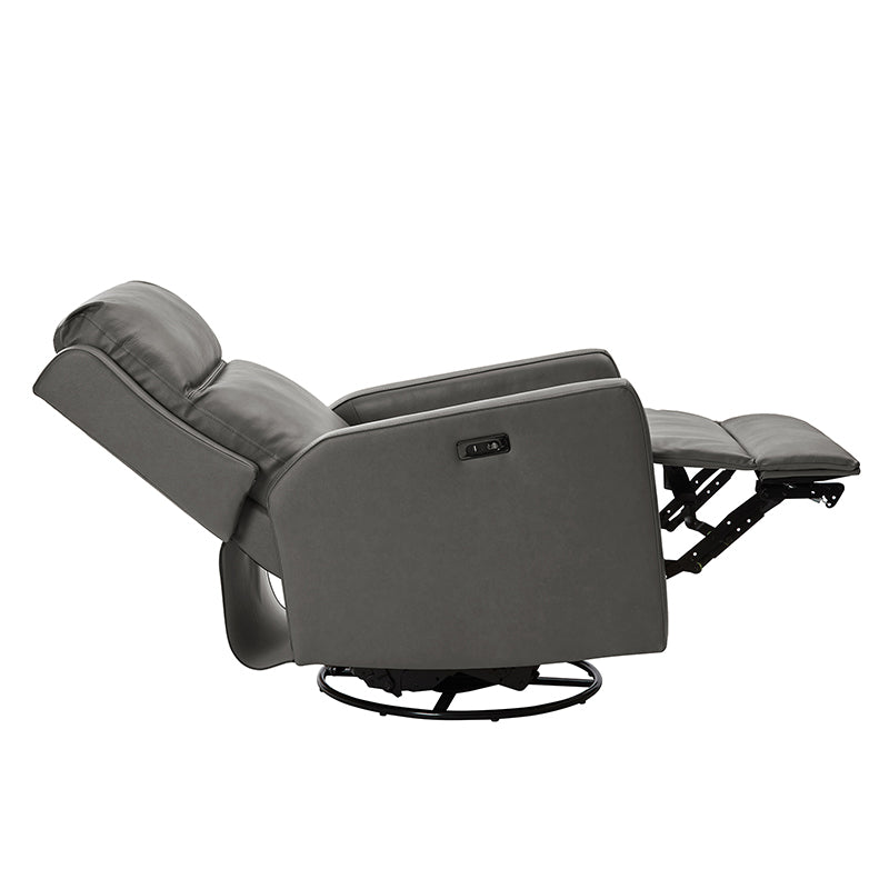 Paula Transitional Power Recliner with USB Charging Ports - Modern Electric Reclining Chair with Lumbar Support for Living Room, Home Theater & Office - Comfortable Leather Lounge Chair with Power Headrest & Cup Holder