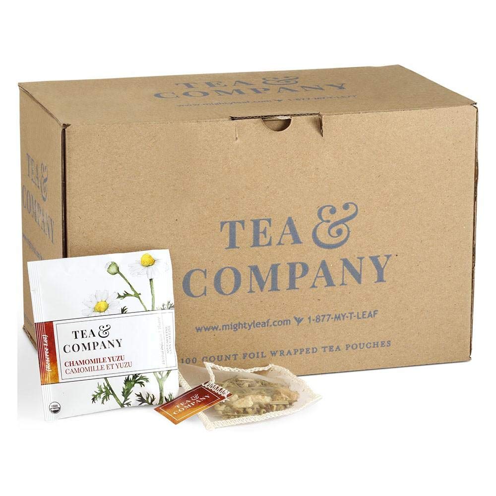 Organic Chamomile Yuzu Herbal Tea by Mighty Leaf - Caffeine-Free Relaxation Blend for Stress Relief & Better Sleep - Perfect for Evening Wind Down & Meditation Moments
