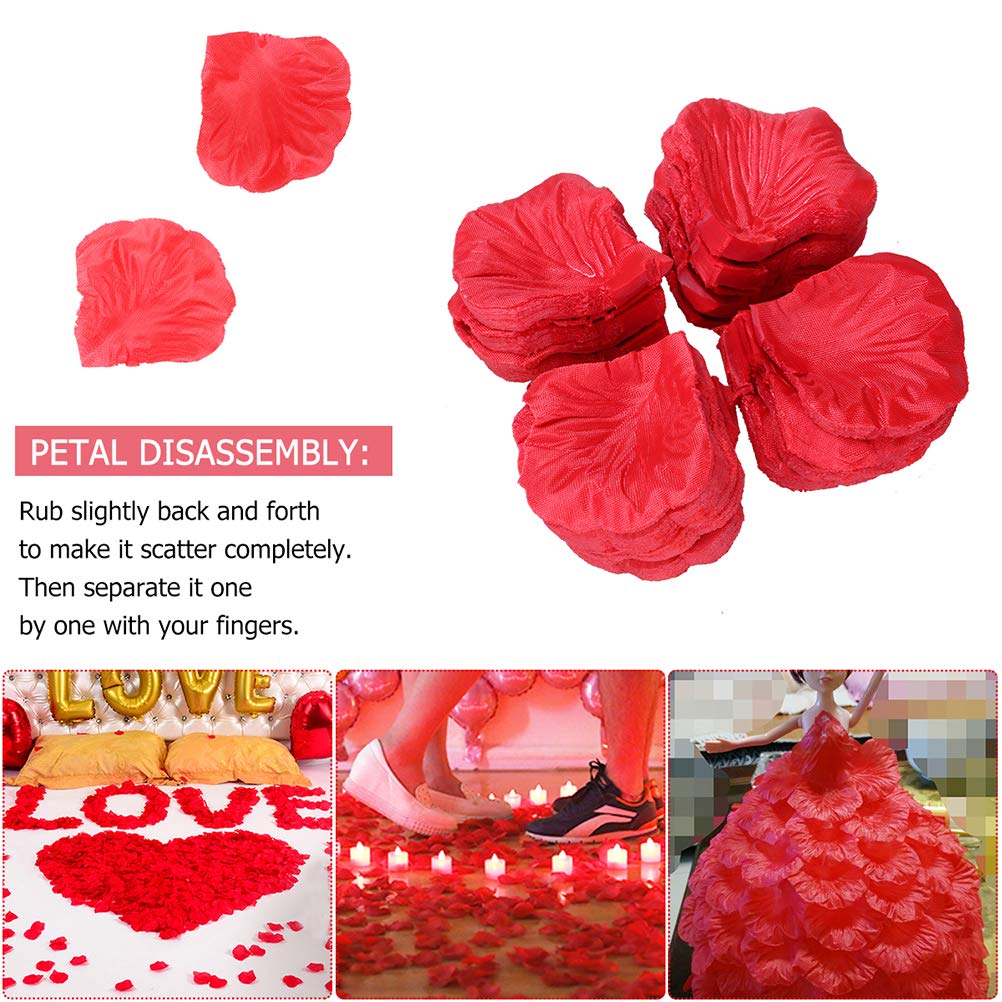 2200pcs Red Silk Rose Petals - Premium Fake Rose Petals for Wedding Decorations, Valentine's Day, Sweetest Day, Table Confetti, Dinner Party Decor, Proposal & Romantic Events - Perfect for Aisle Scattering, Centerpieces, and Photo Backdrops