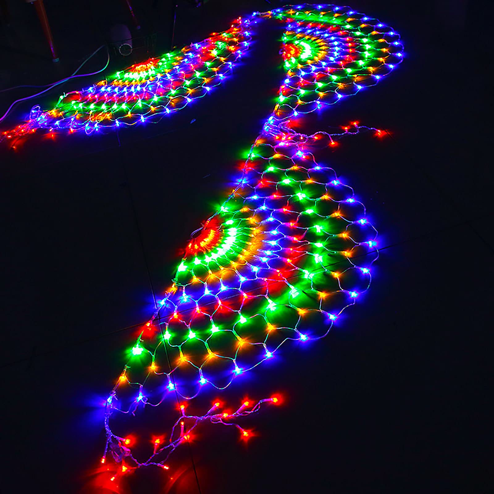 Yizc 476 LED Christmas Net Lights - 8 Modes Low Voltage Waterproof Fairy String Lights for Outdoor Garden, Wedding, Bushes (3.5m x 0.5m Peacock Design) | Perfect for Holiday Decorations, Patio Lighting & Landscape Illumination