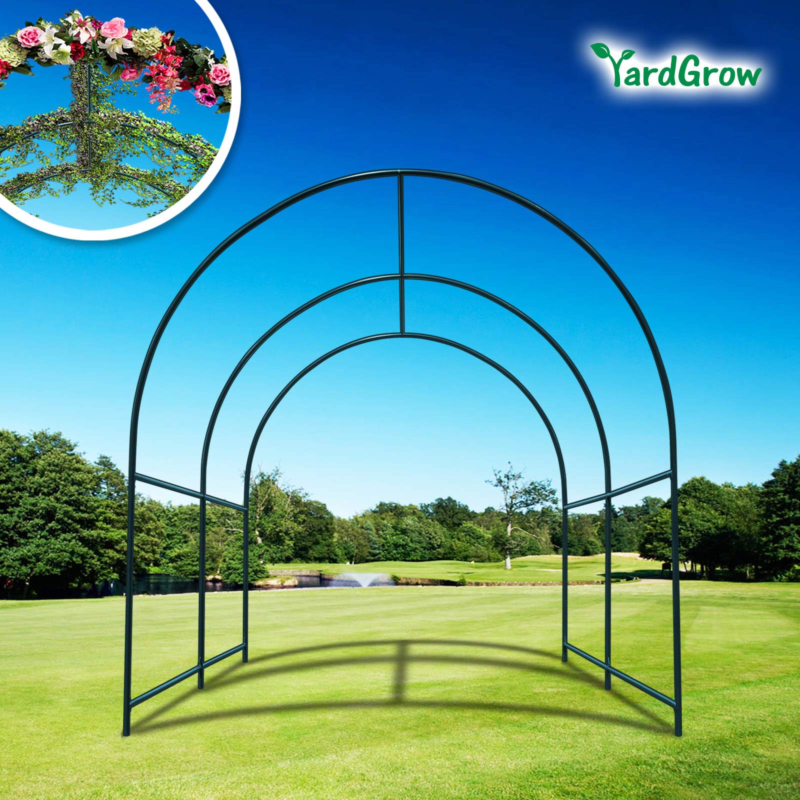 YardGrow Large Garden Support Arch Frame - 6.5x7x7.2ft Climbing Plant Trellis for Roses, Vines & Flowers | Rust-Resistant Metal Arbor for Outdoor Wedding Decor, Party Backdrop & Pergola Structure