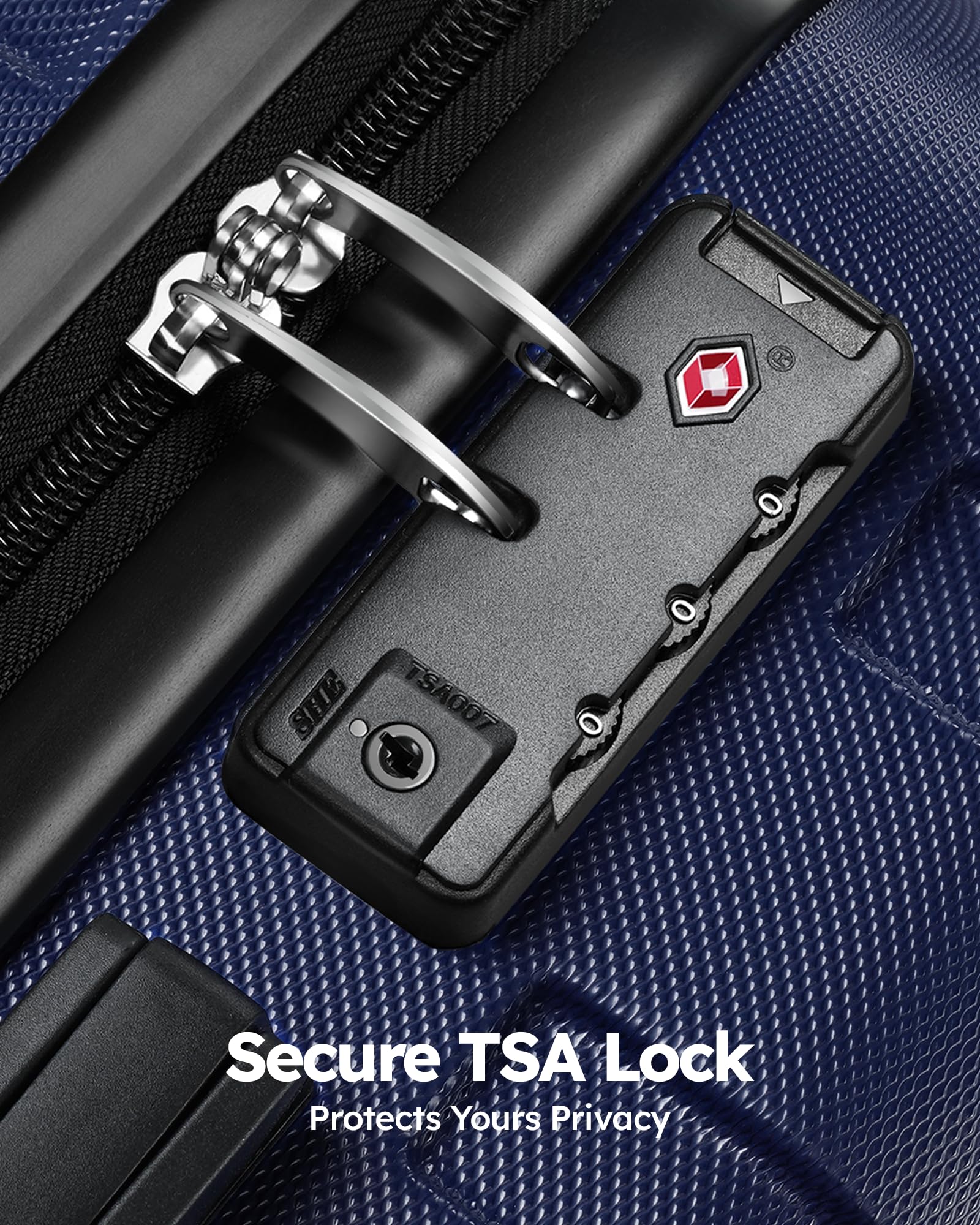 Suitour 3-Piece Hard Shell Luggage Set with Spinner Wheels & TSA Lock - 20/24/28 Inch Travel Suitcases in Dark Blue - Perfect for Family Vacations, Business Trips & International Travel