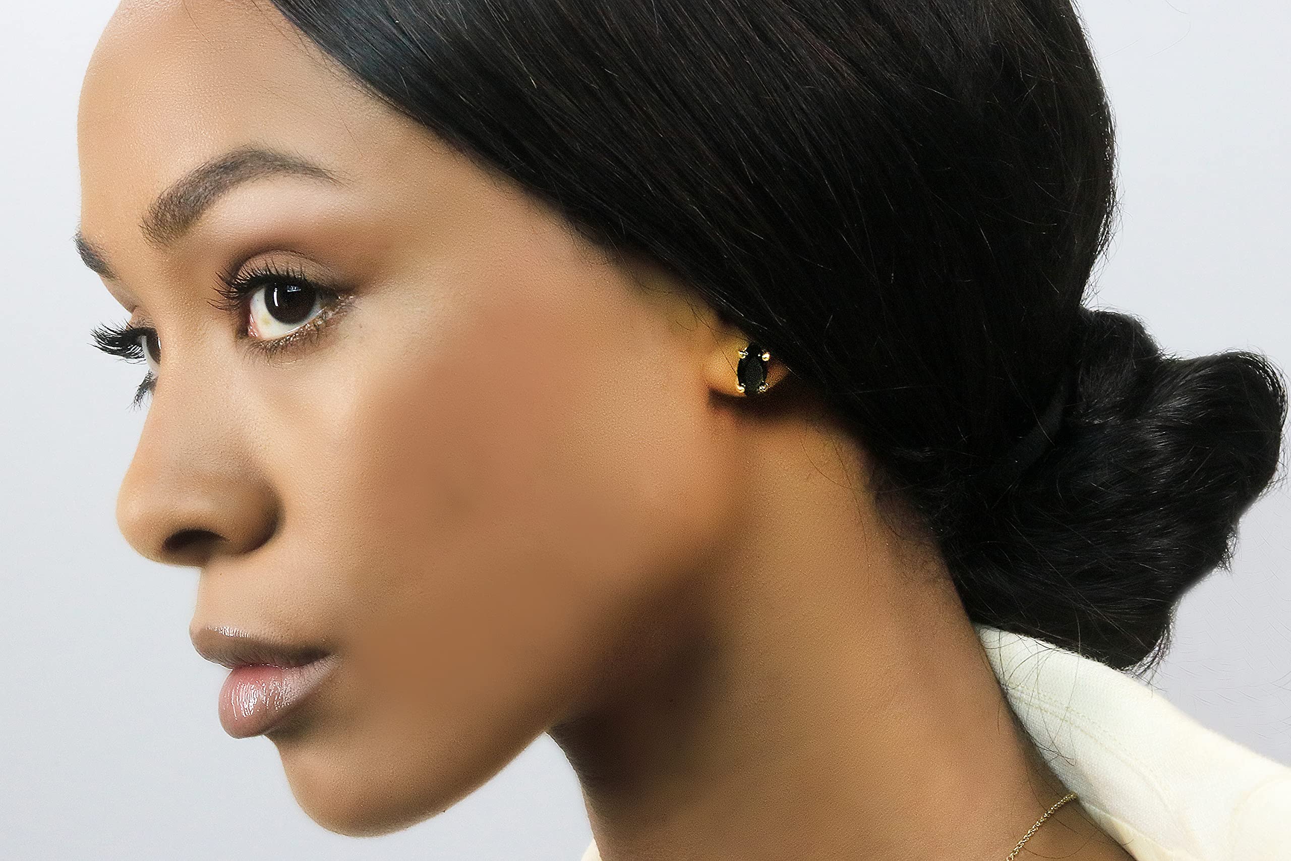 Black Onyx Stud Earrings for Women - Gold Gemstone Jewelry for Everyday Wear