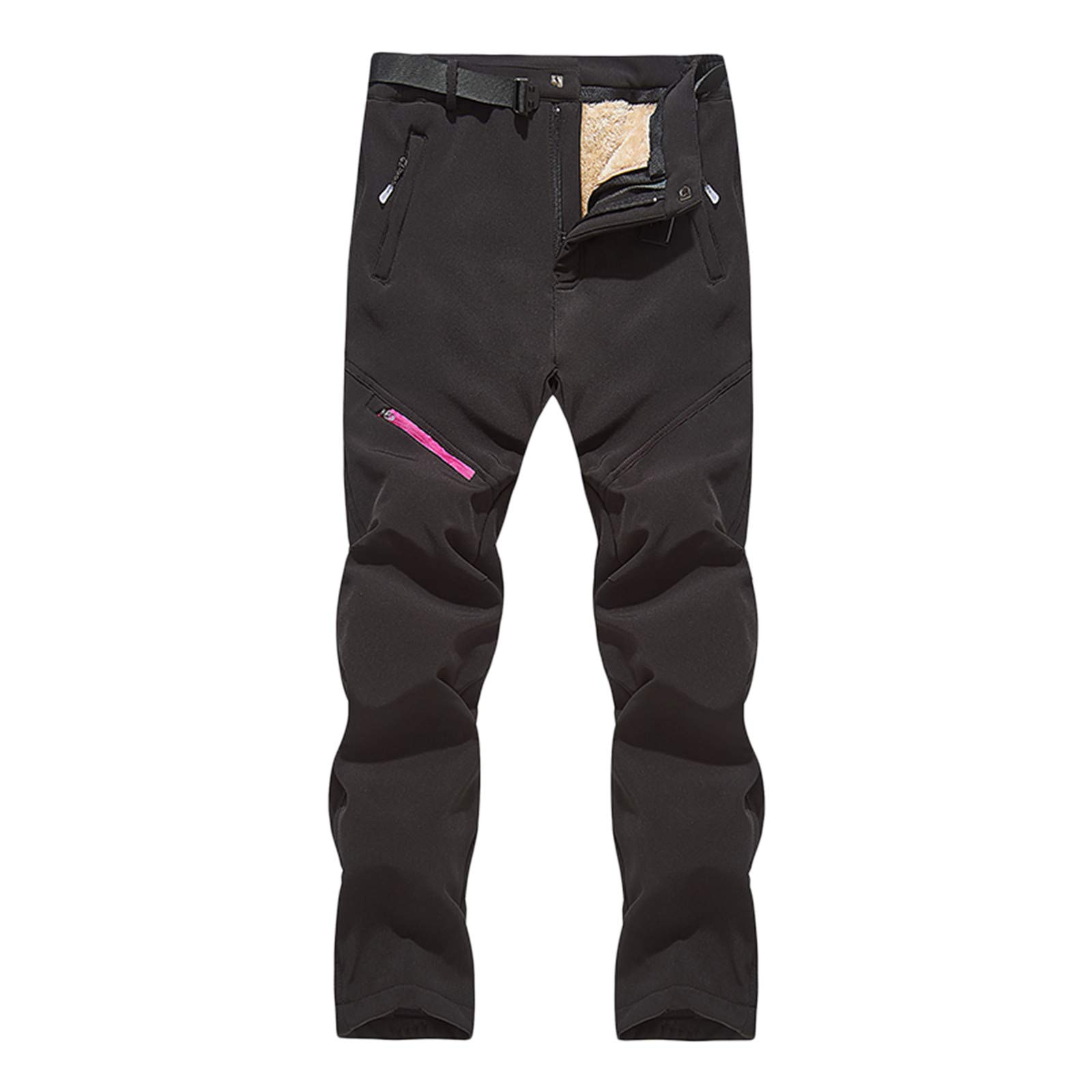 Women's Fleece-Lined Sweatpants with Pockets - Thickened Removable Outdoor Shell, Soft Wide Leg Ski Pants for Winter Sports, Lounge & Casual Wear