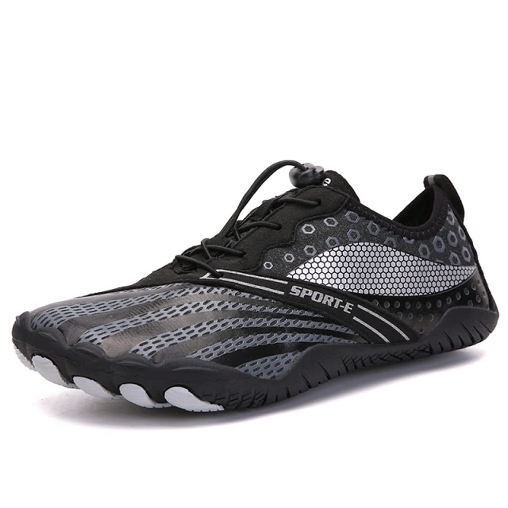 **Men's & Women's Quick Dry Aqua Shoes - Breathable Barefoot Water Shoes for Swimming, Beach, Hiking & Sports (Black, Size 43) - Lightweight & Comfortable for Outdoor Water Activities**