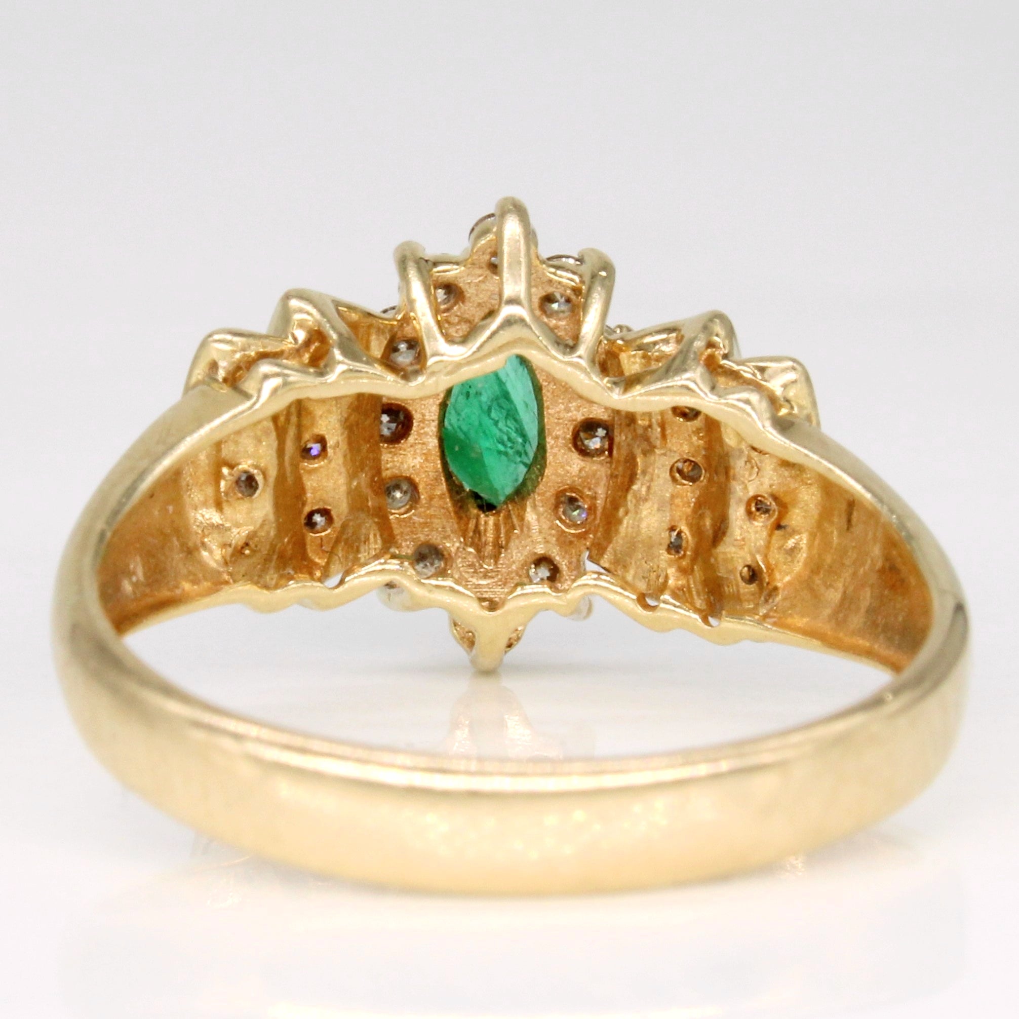 Exquisite 0.50ctw Diamond & Emerald Cocktail Ring | 0.14ct Genuine Emerald | Size 7.75 | Elegant Women's Jewelry for Parties, Weddings & Special Occasions