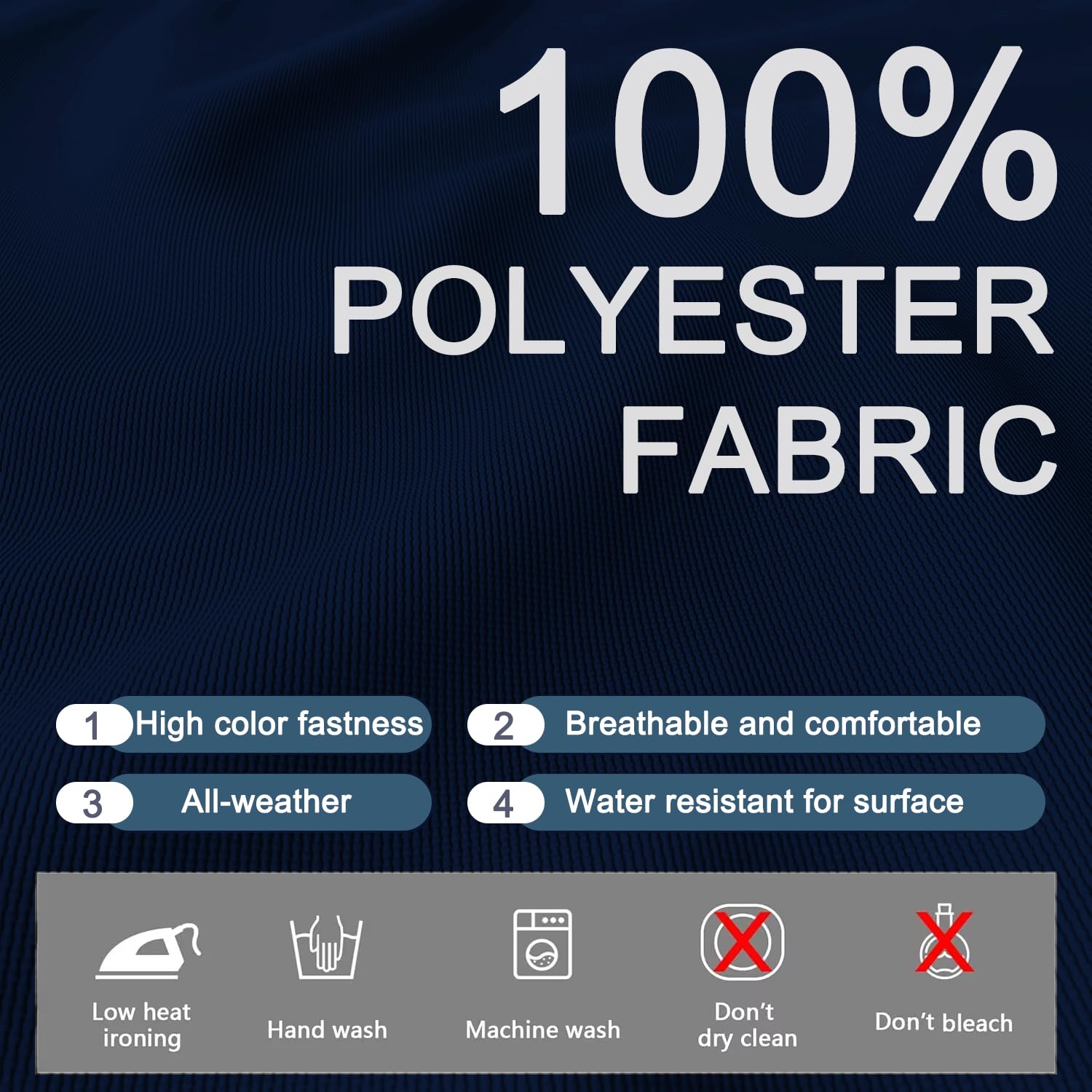 9 Pack Outdoor Patio Cushion Covers Set - Navy Blue Replacement Covers for 5-Piece 4-Seater Wicker Rattan Sectional Sofa (Large Size) - Waterproof & UV Resistant for Backyard, Poolside, and Deck Furniture Protection