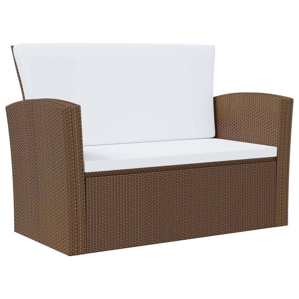 vidaXL 8-Piece Patio Sofa Set with Poly Rattan Sectional Lounge - Brown Frame & Cream White Cushions, Includes Coffee Table, Sofas & Chairs | Outdoor Furniture for Garden, Poolside & Backyard Relaxation