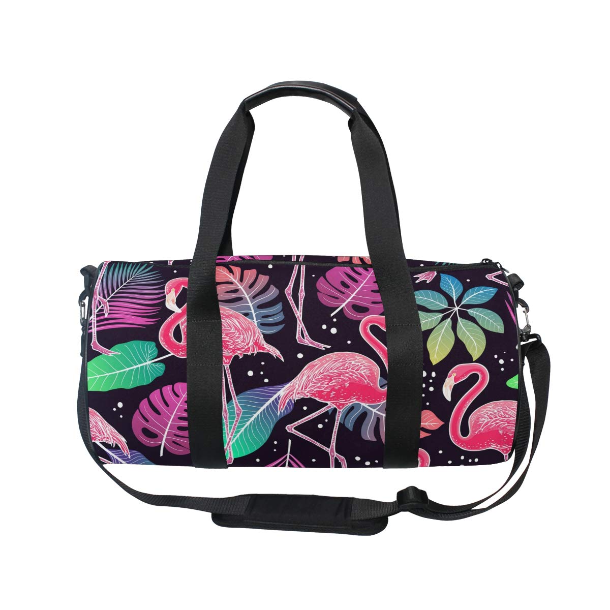 Premium Gym & Sports Duffle Bag with Flamingo Leaf Design - Water-Resistant Travel Bag for Men & Women - Perfect for Workouts, Travel & Beach Trips