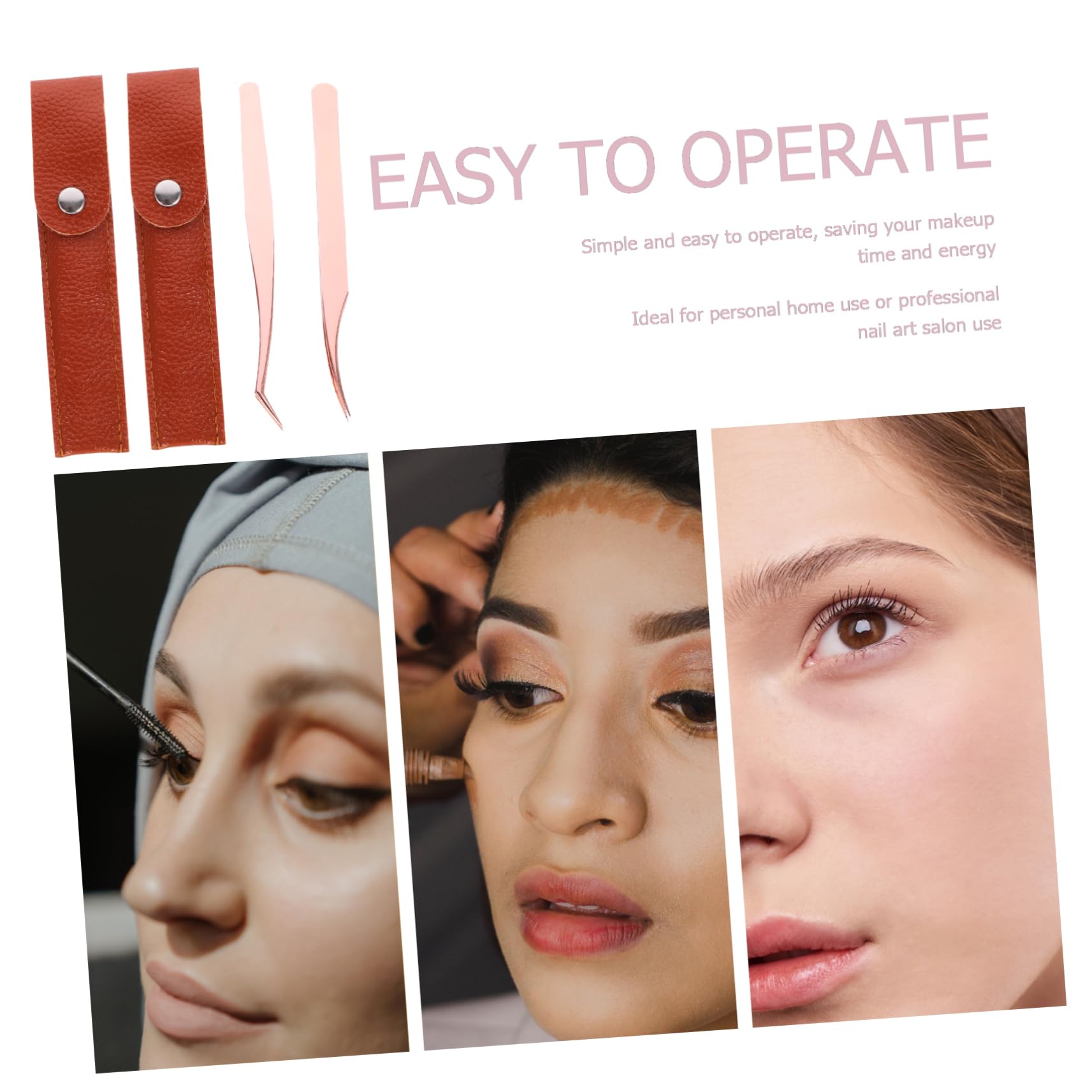 Professional Stainless Steel Eyelash Extension Tweezers Set - Straight & Curved Tips for Precise Lash Application | Perfect for Salon, Home Use & DIY Beauty
