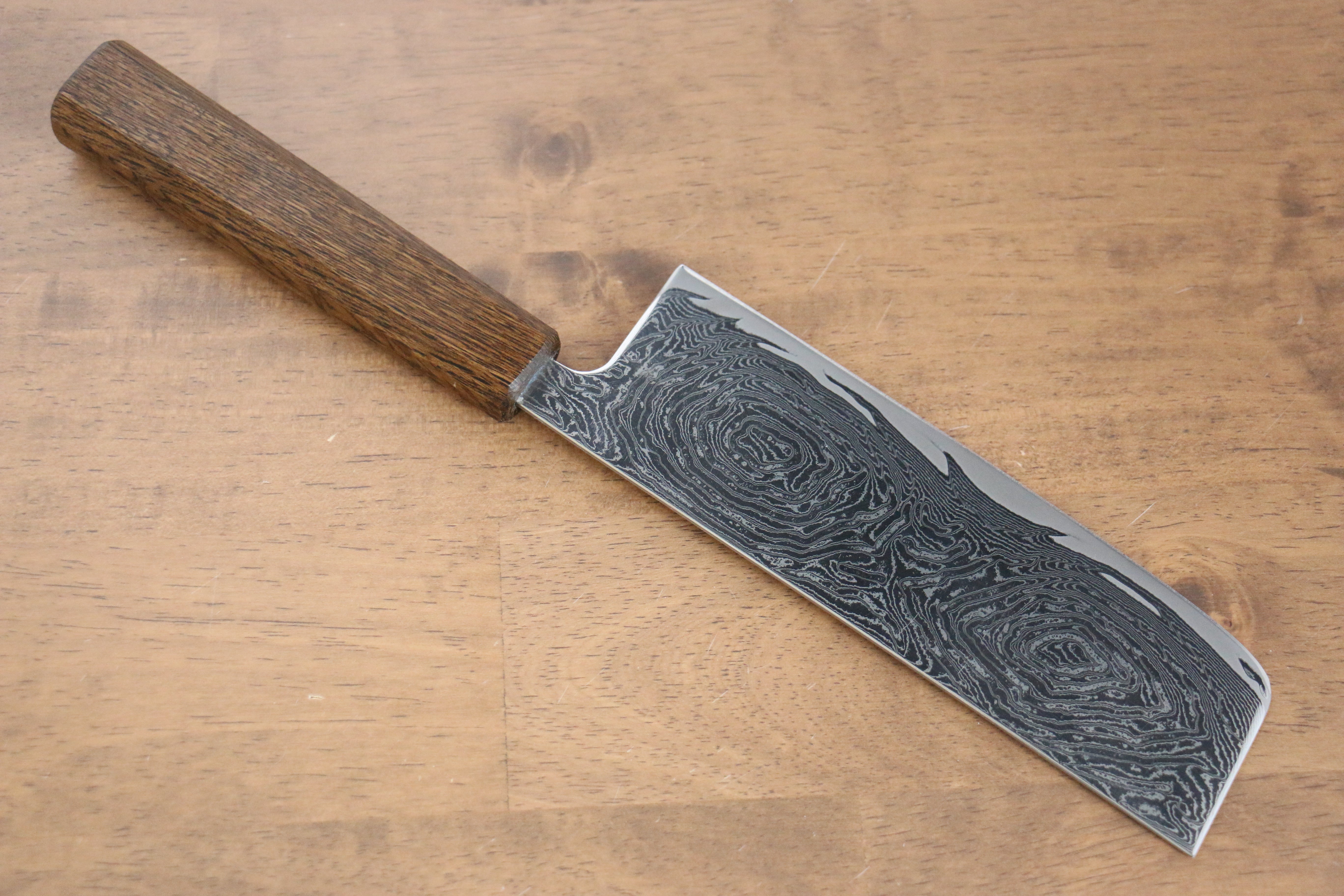 Premium Seisuke Nami AUS10 Damascus Nakiri Knife 170mm - Japanese Mirrored Finish with Oak Handle - Perfect for Sushi, Vegetables & Precision Cutting
