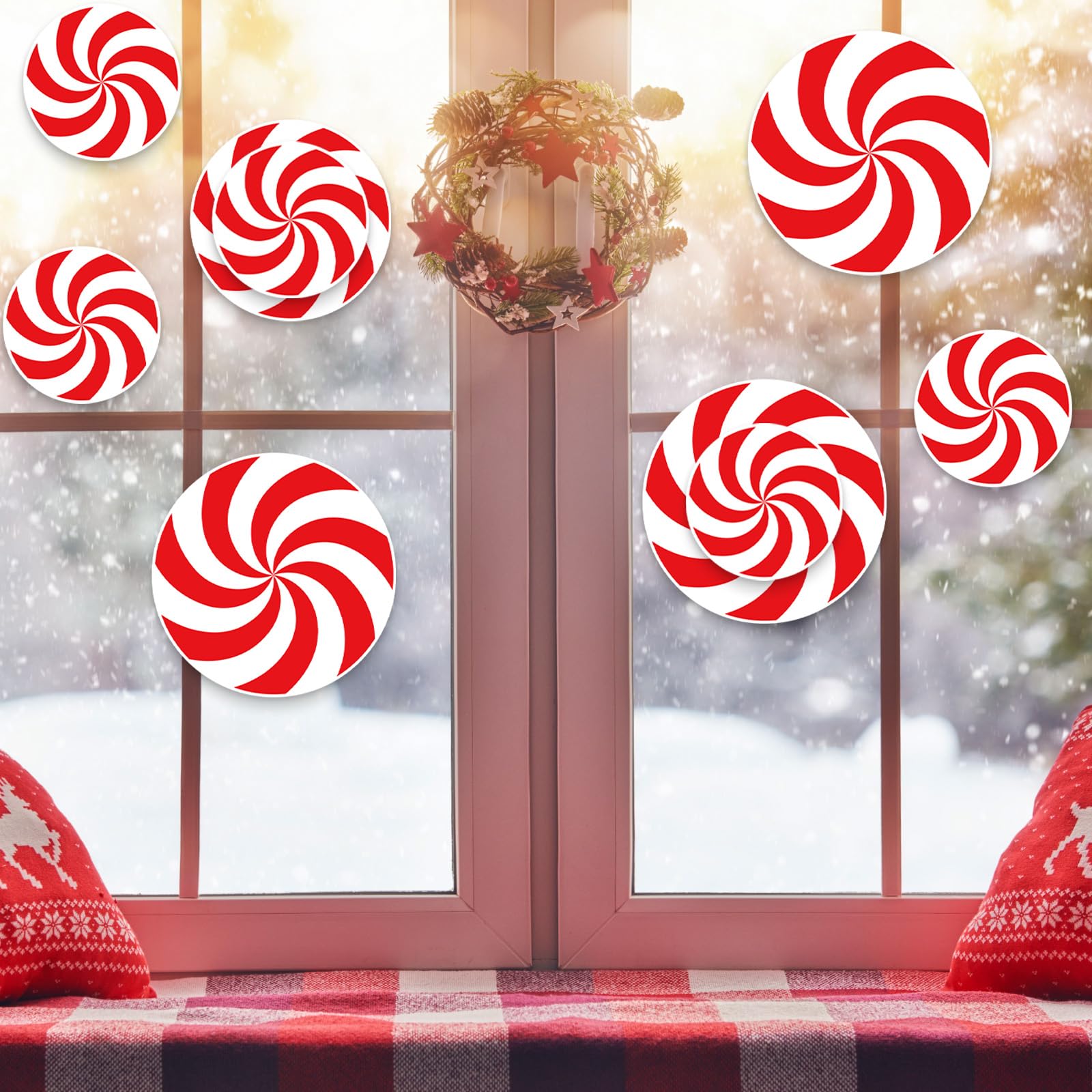 21 Pcs Peppermint Candy Cutouts - Christmas Decor for Classroom & Home Parties
