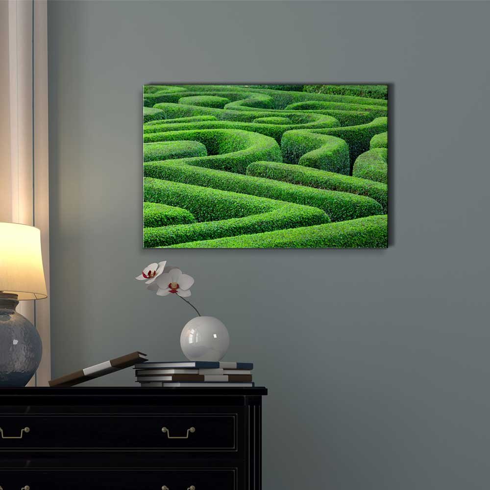 Modern Canvas Wall Art - Stunning Green Plant Maze Scenery | Stretched Gallery Wrap Giclee Print Ready to Hang - 12