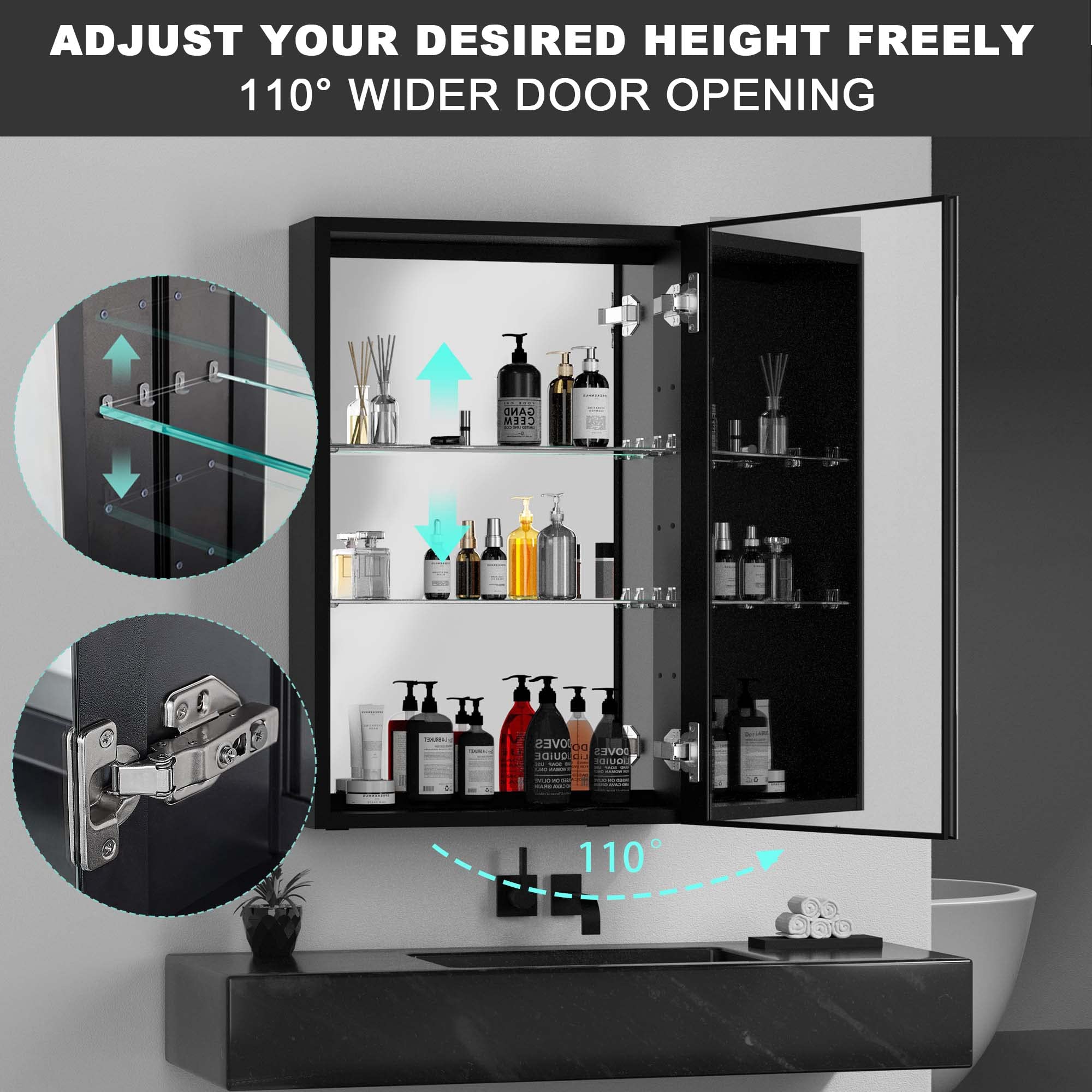 Ogonbrick 30x20 Inch LED Medicine Cabinet with Mirror - Aluminum Bathroom Storage with Defogger, 3 Color Lighting Modes & Dimmable Brightness, Adjustable Glass Shelves - Perfect for Modern Bathrooms, Vanities, and Spa-Like Spaces