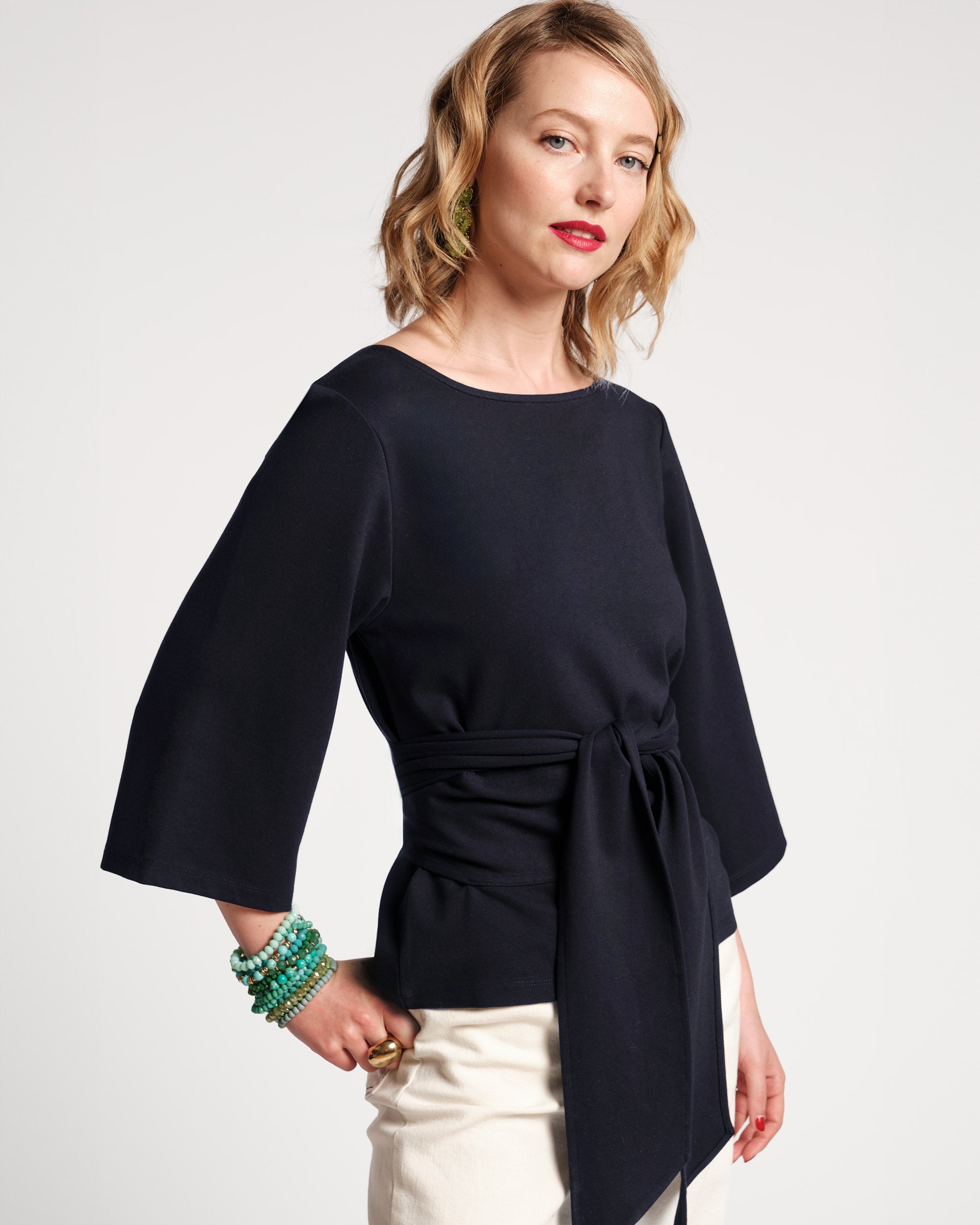 Whitney Wrap Top for Women - Navy Blue V-Neck Sleeveless Blouse for Casual & Office Wear | Summer Fashion & Layering Essential