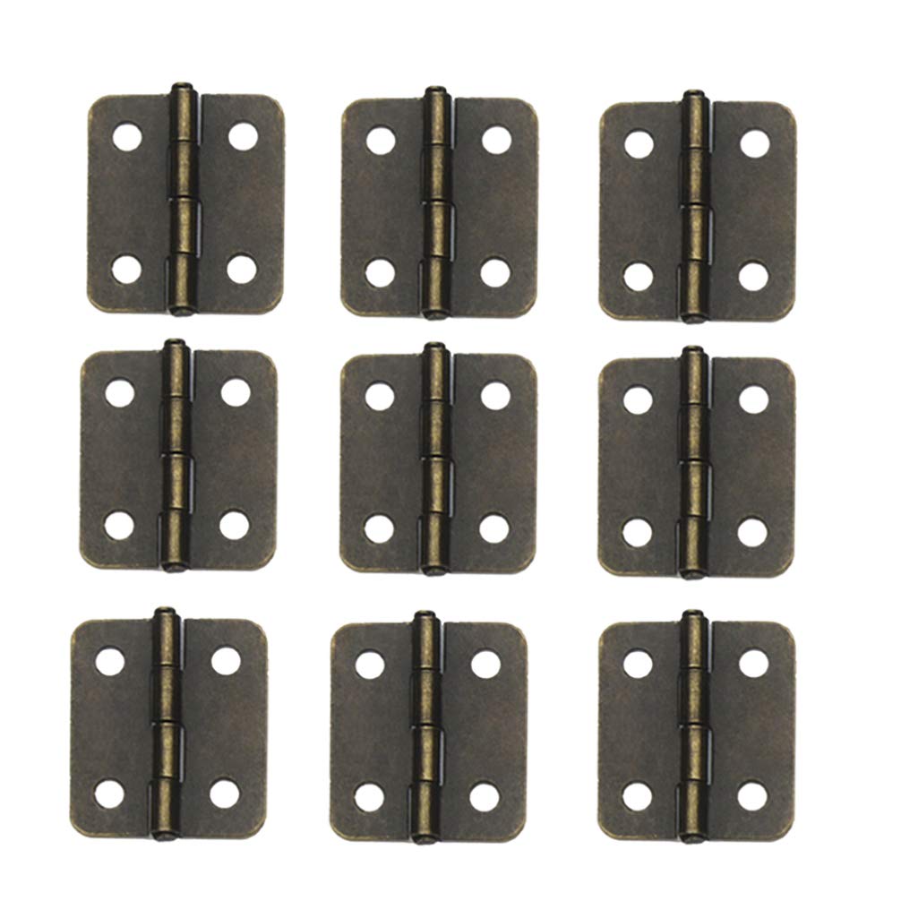 Healifty 20pcs 1:12 Scale Miniature Hinges for Dollhouse Furniture - Bronze Cabinet & Closet Hardware with 80 Screws - Perfect for DIY Dollhouse, Miniature Models, and Craft Projects